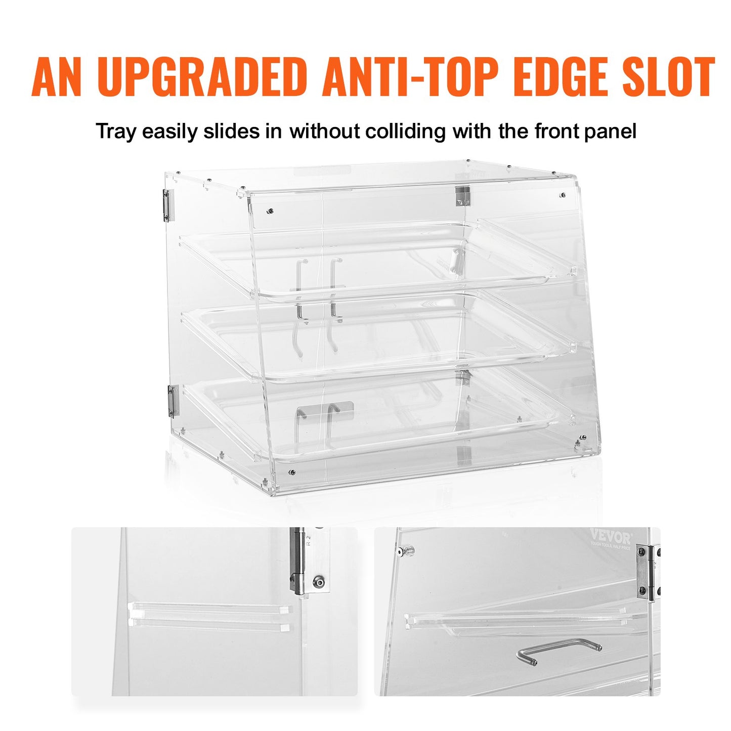 VEVOR Pastry Display Case, 3-Tier Commercial Countertop Bakery Display Case, Acrylic Box,-$90