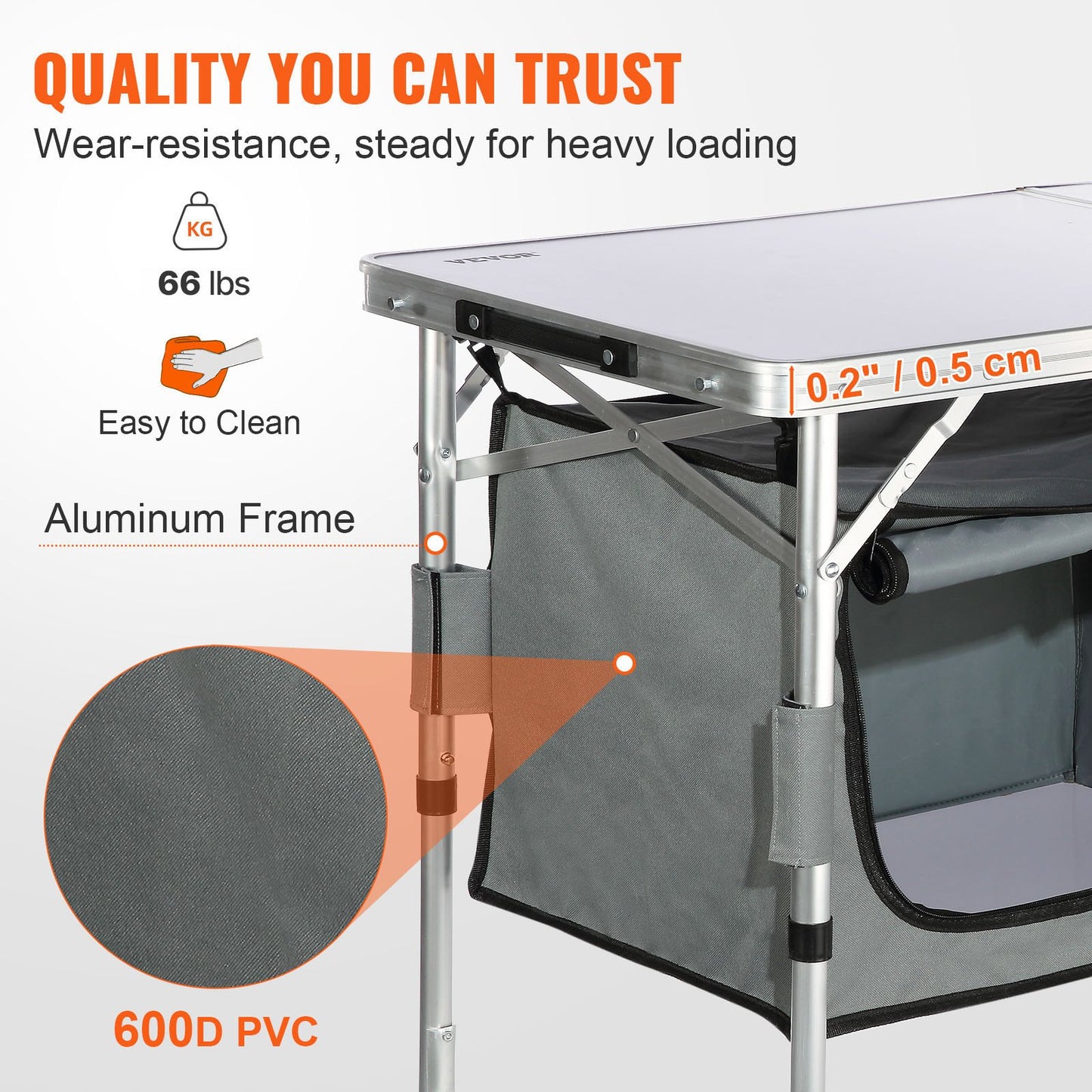 VEVOR Camping Kitchen Table, Quick set-up Folding Camping Table with A Carrying Bag, -$45