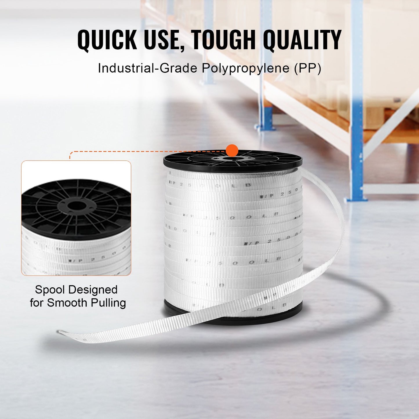 VEVOR Polyester Pull Tape, 3/4" x 528' Mule Tape Flat Rope, 2500 lbf Tensile Capacity,-$30