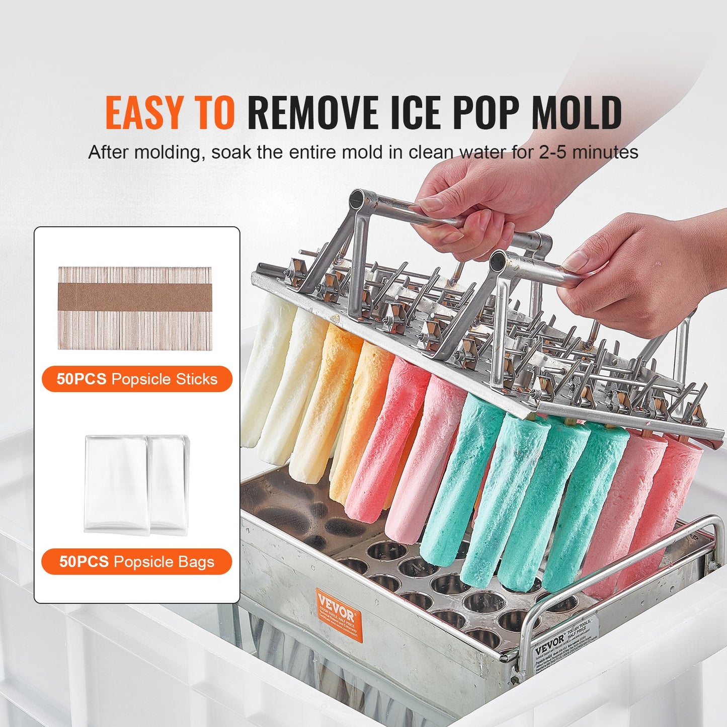 VEVOR Commercial Popsicle Moulds, 40PCS Cylindrical Stainless Steel Ice Lolly Popsicle Moulds,-$100