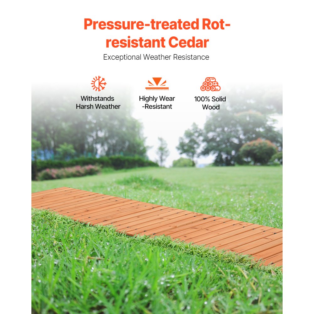 Open Box VEVOR Wooden Garden Pathway,Non-Slip Straight Garden Walkway