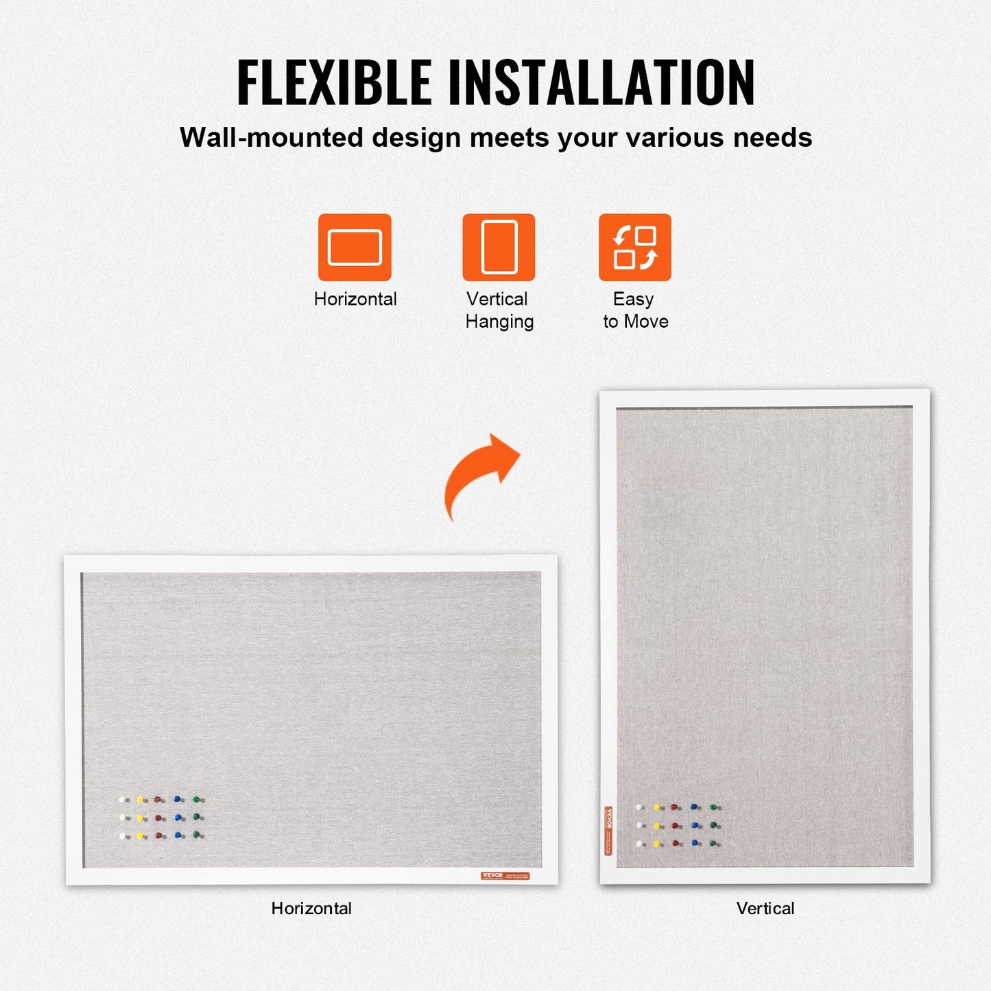 VEVOR 30"x20" White Cork Board with Linen Surface – Stylish Wall-Mounted Bulletin Board for Home,-$20