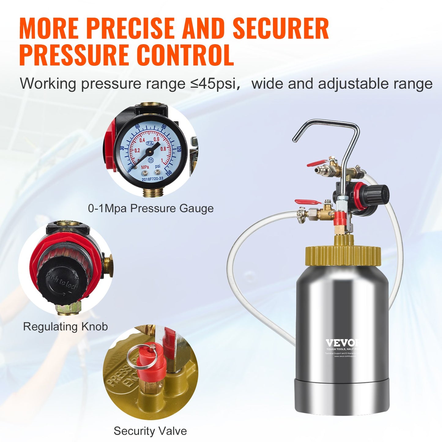VEVOR 2L/0.5gal Spray Paint Pressure Pot Tank, Lightweight Air Paint Pressure Pot, 1.8mm Nozzle,-$40
