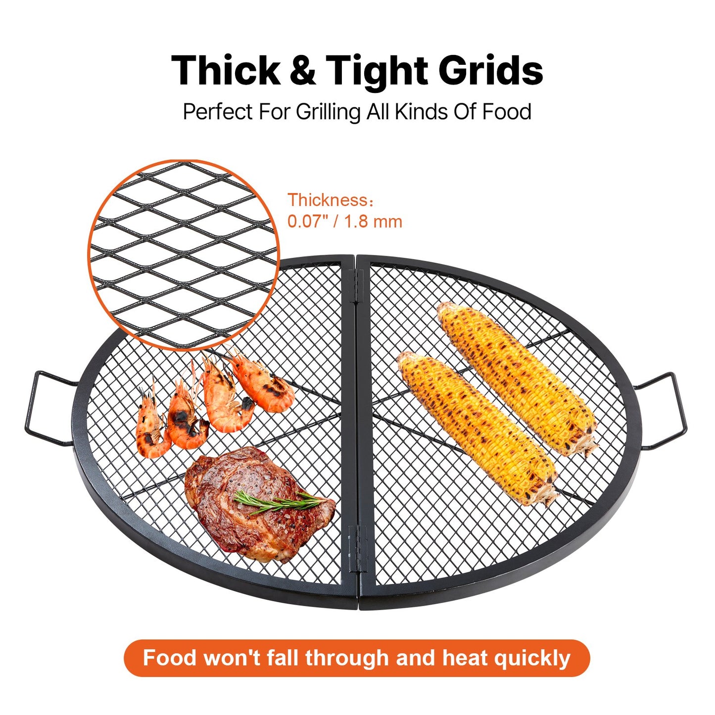 VEVOR X-Marks Fire Pit Grill Grate, Foldable Round Cooking Grate,Campfire BBQ Grill Grid,-$40