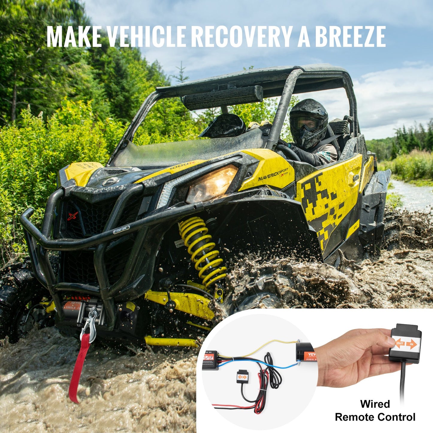 VEVOR Electric Winch, 3000 lb Line Pull Capacity, 12V DC ATV/UTV Winch with Φ3/16 in x 39 ft,-$75