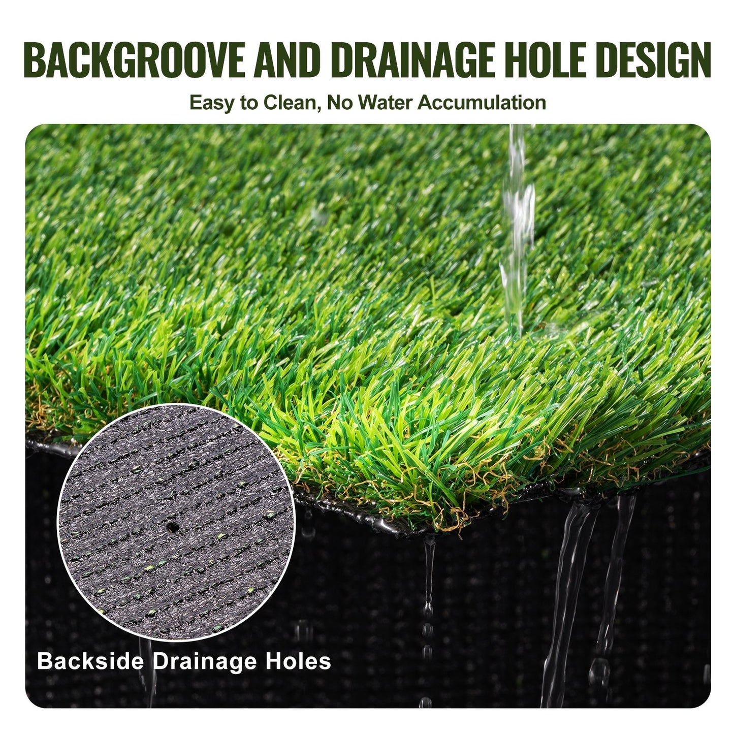 VEVOR Artifical Grass, 3 x 5 ft Rug Green Turf, 1.38" Fake Door Mat Outdoor Patio Lawn Decoration,-$30