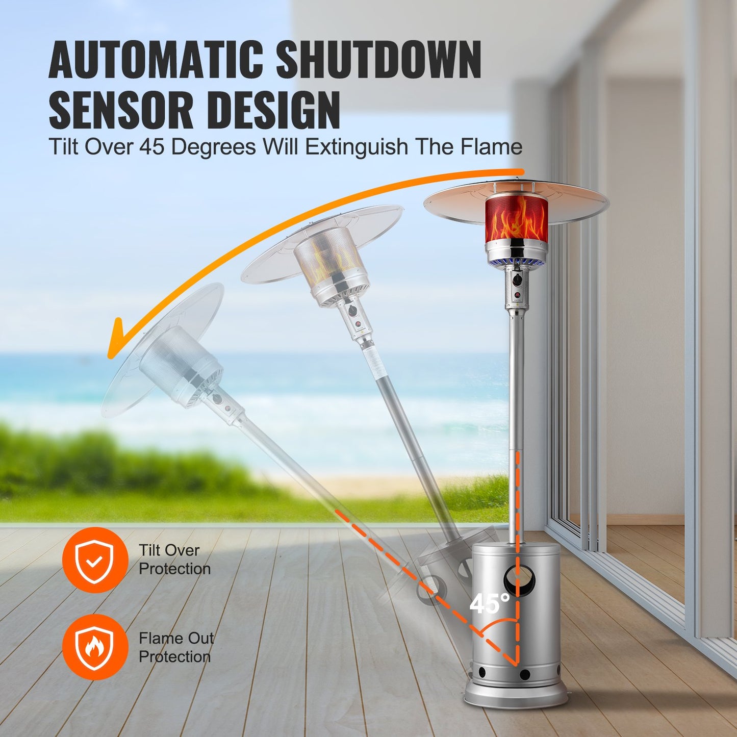 VEVOR Patio Heater for Outdoor Use, 50000BTU Propane Heater Tall Hammered With Round Table,-$130