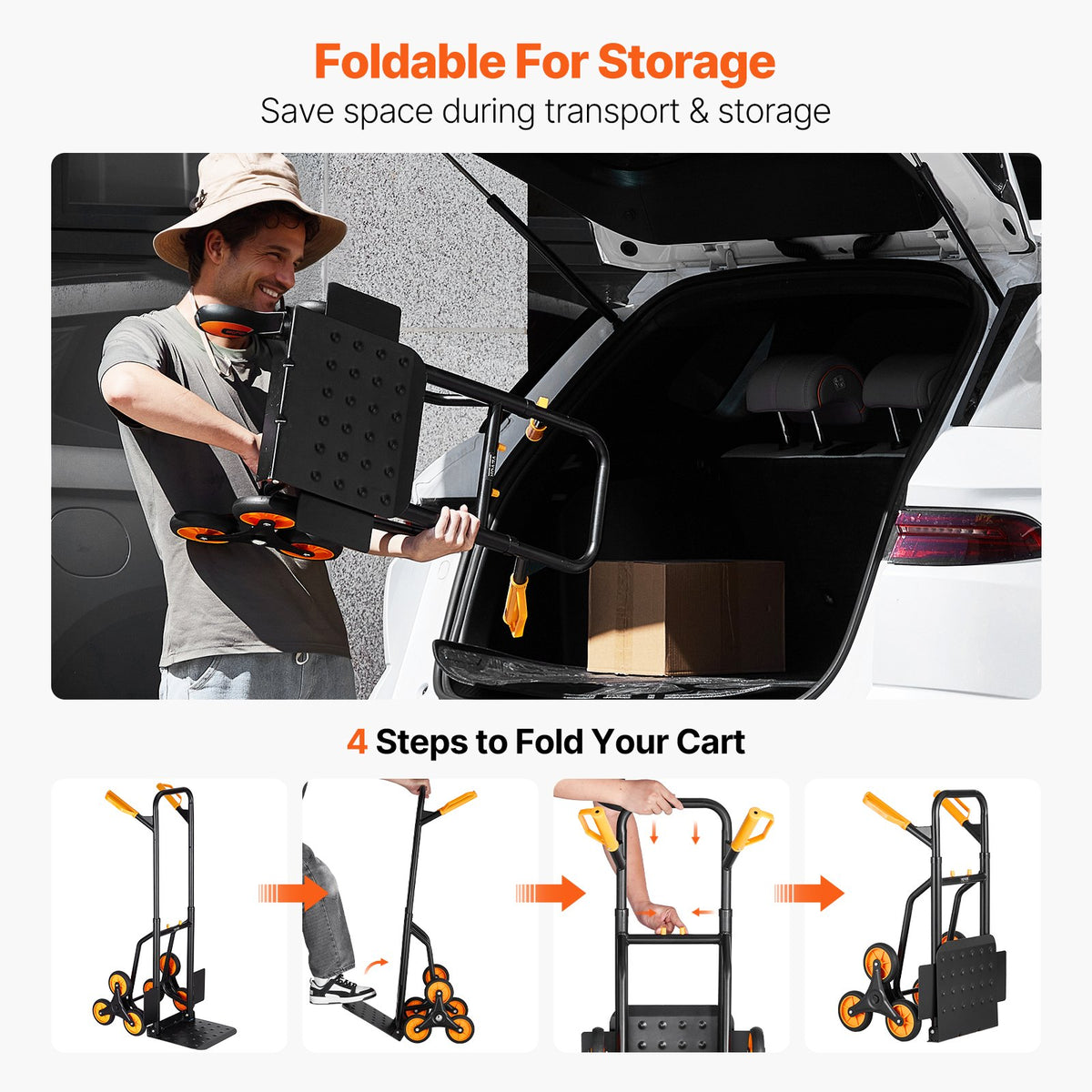 VEVOR Stair Climbing Cart, 440 lbs Capacity Stair Climber Hand Truck and Dolly, Heavy-Duty Folding,-$80