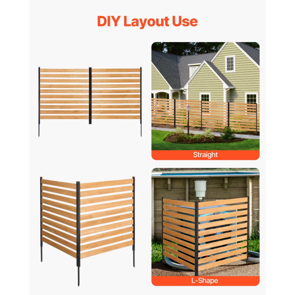 VEVOR Wood Privacy Fence, 38" W x 42" L, 2-Panel Slatted Air Conditioner Fence Screen,-$60