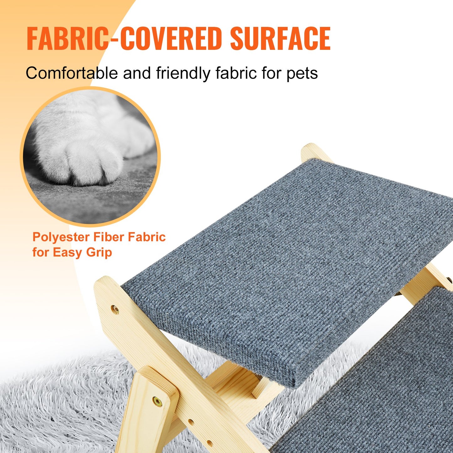 VEVOR Wood Pet Stairs/Pet Steps, 2-in-1 Foldable Wooden Dog Stair for Beds, Sofa and Cars,-$70