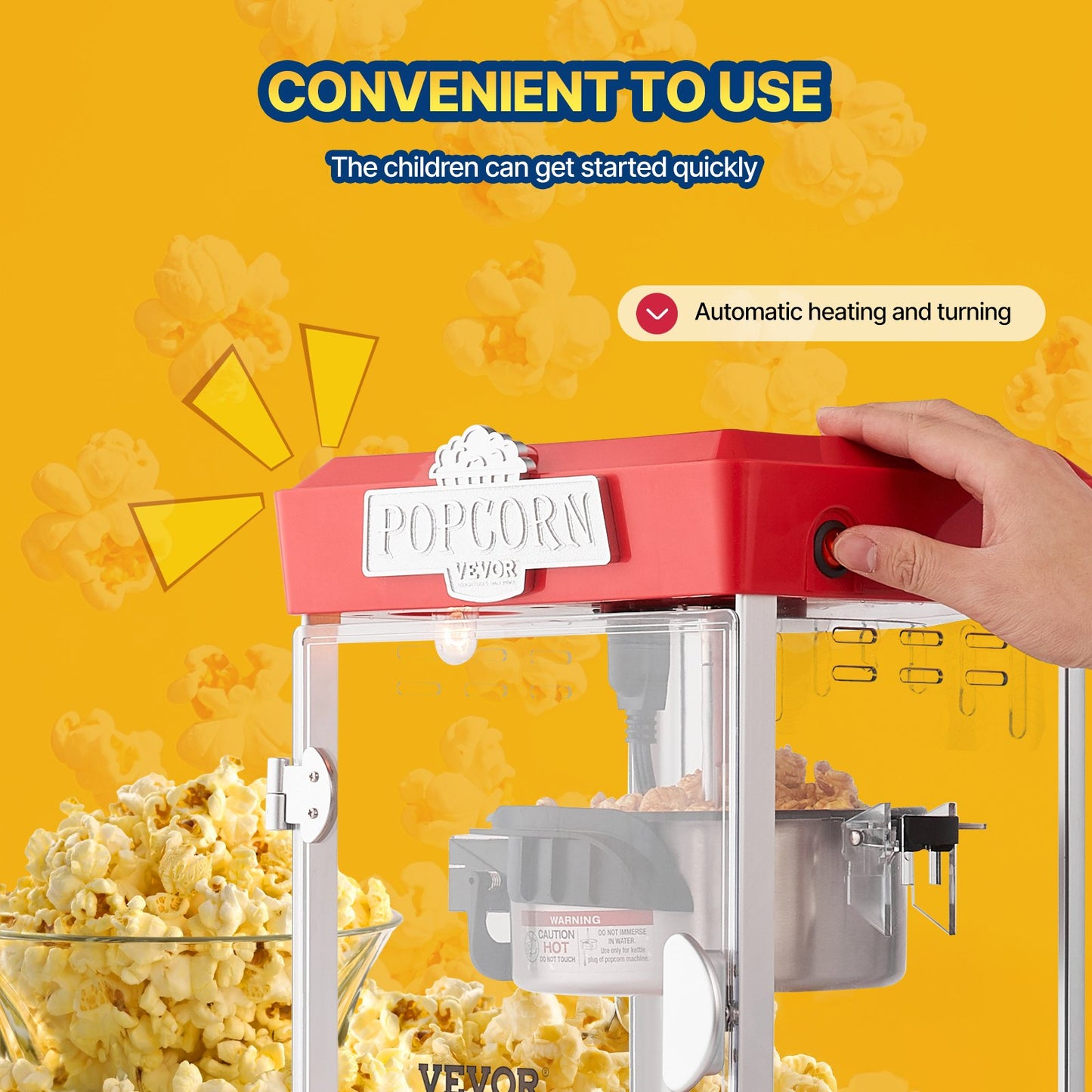 VEVOR Popcorn Maker, 480W Popcorn Popper Machine, 4 Oz Kettle Makes 1.5 Gallon per Batch,-$75