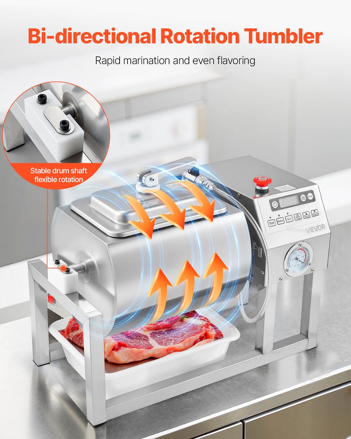 VEVOR Commercial Meat Tumbler Marinator, 20L Vacuum Tumbler Marinating Machine w/Bidirectional,-$340