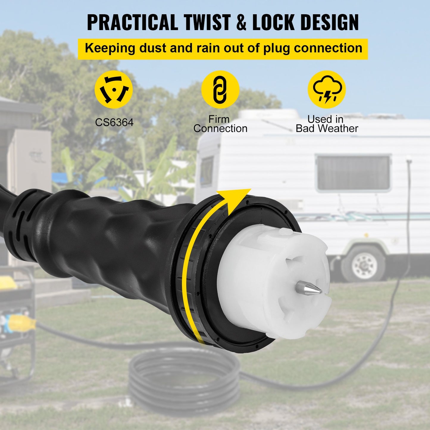 VEVOR Generator Power Cord Power Cable 15' 50A 125/250V 14-50P to CS6364 Locking,-$80