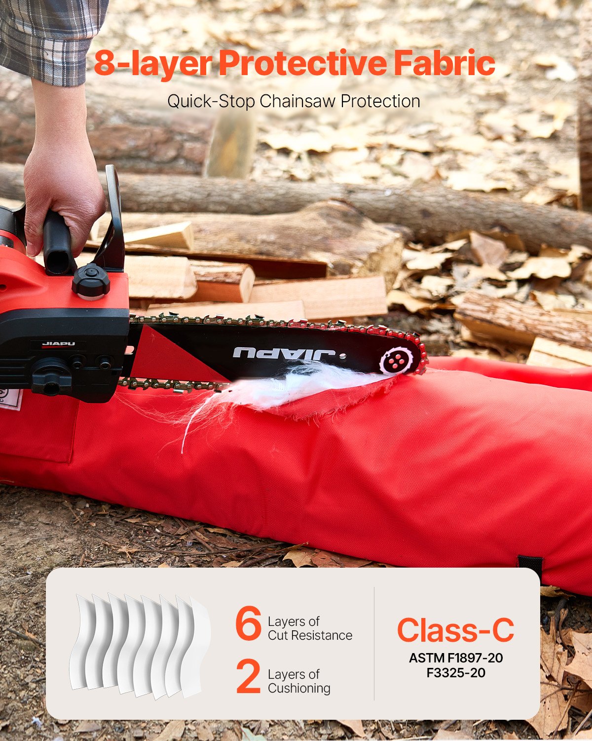 VEVOR Apron Style Chainsaw Chaps, Class C, 8 Layers Chainsaw Pants with Adjustable Belt & Gear Pocket, -$45