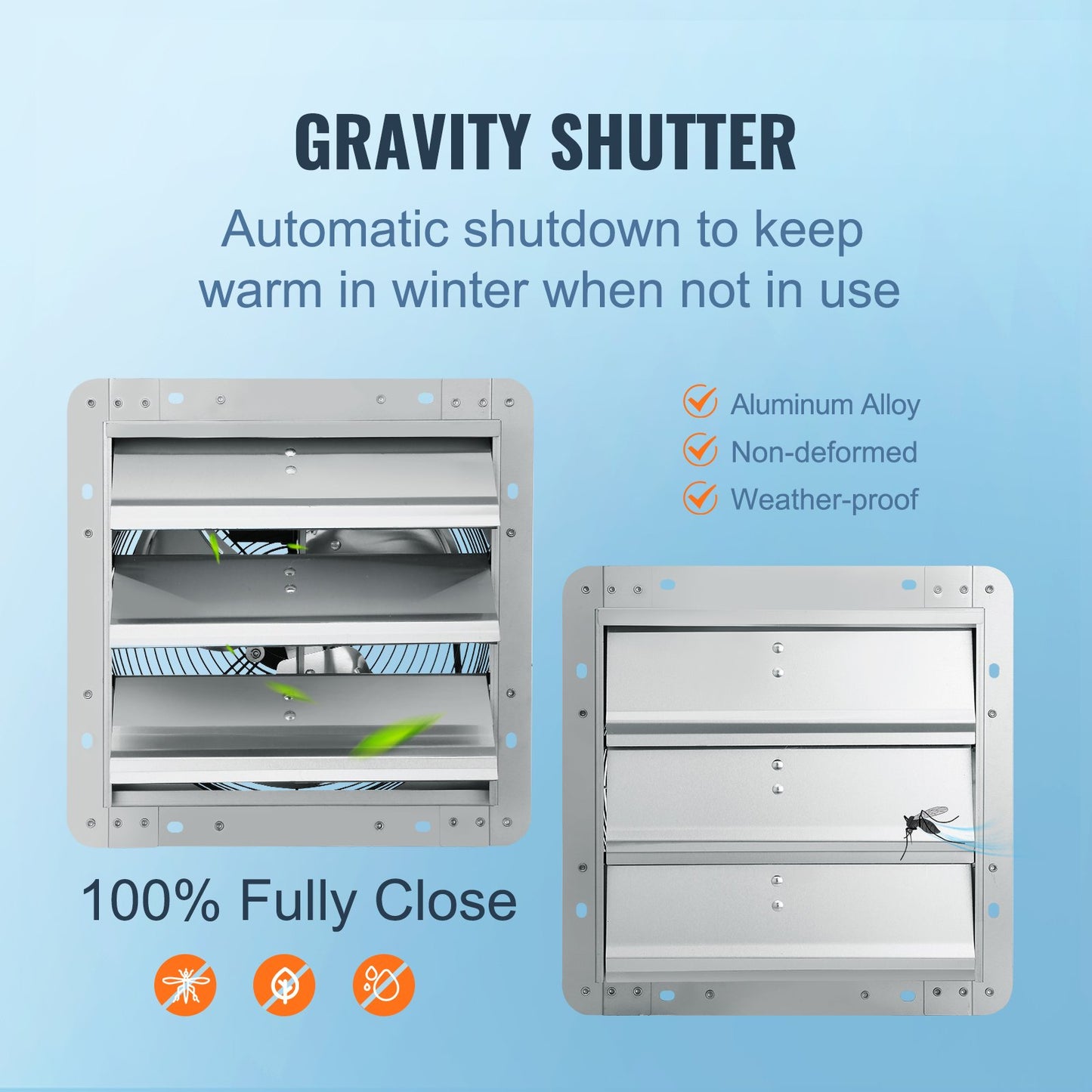 VEVOR 12'' Shutter Exhaust Fan, High-speed 1000 CFM, Aluminum Wall Mount Attic Fan,-$45