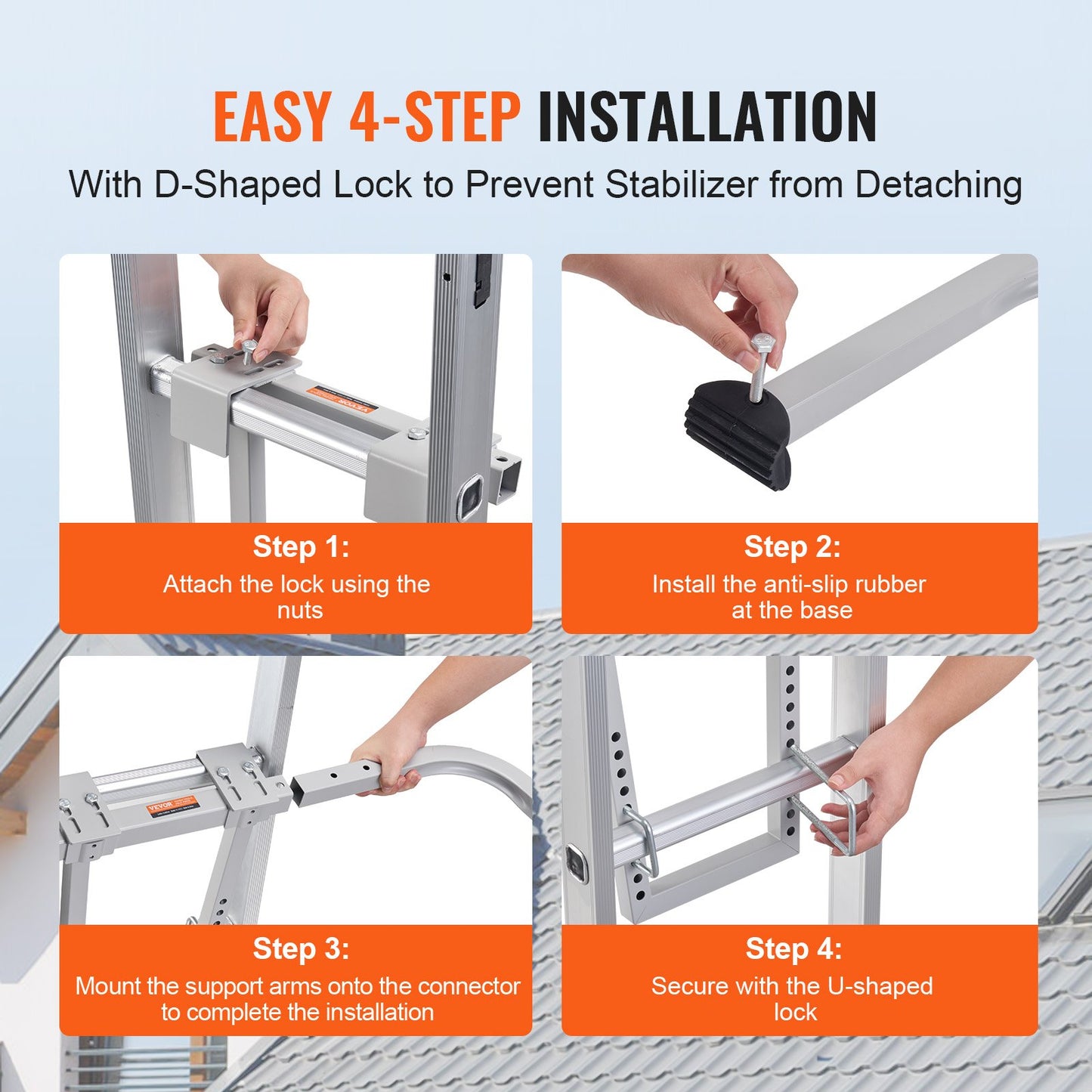 VEVOR Ladder Stabilizer, Heavy Duty Steel Ladder Roof Hook, Ladder Stabilizer with Wing Span,-$45