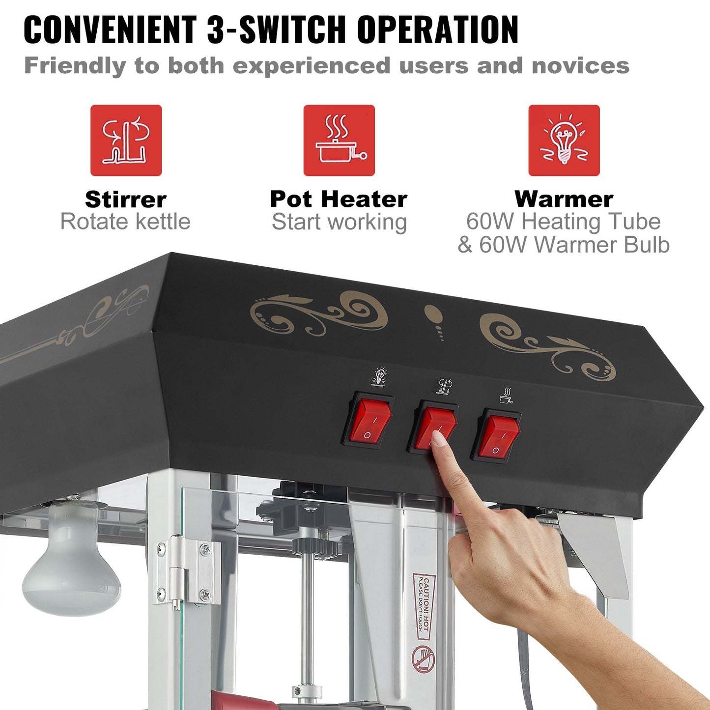 VEVOR Popcorn Maker with Cart, 850W Popcorn Popper Machine, 8 Oz Kettle Makes 48 Cups,-$210