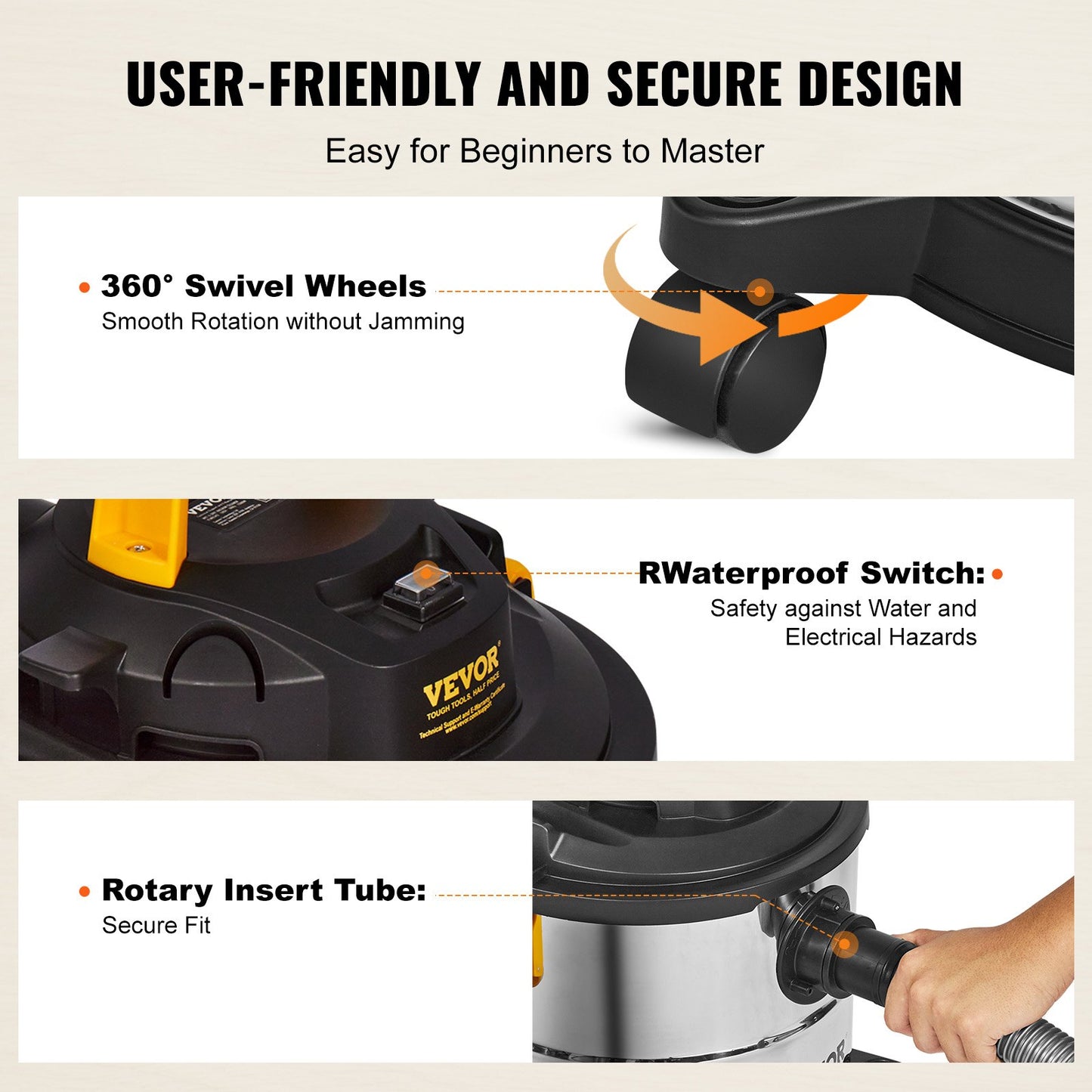Open Box VEVOR Stainless Steel Wet Dry Shop Vacuum, 5.5 Gallon 6 Peak HP Wet/Dry Vac,-$55