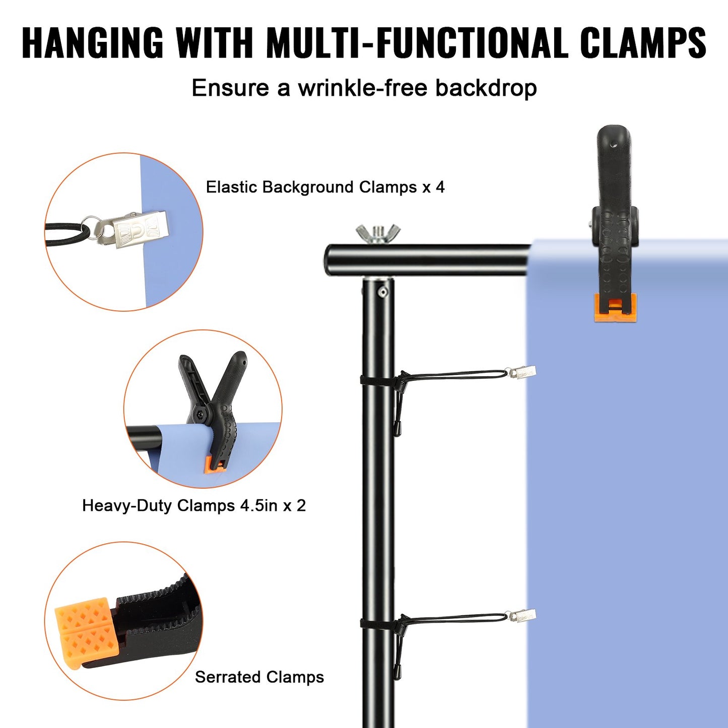 VEVOR 12 x 10 ft Heavy Duty Backdrop Stand, Height Adjustable Photography Backdrop Stand,-$65