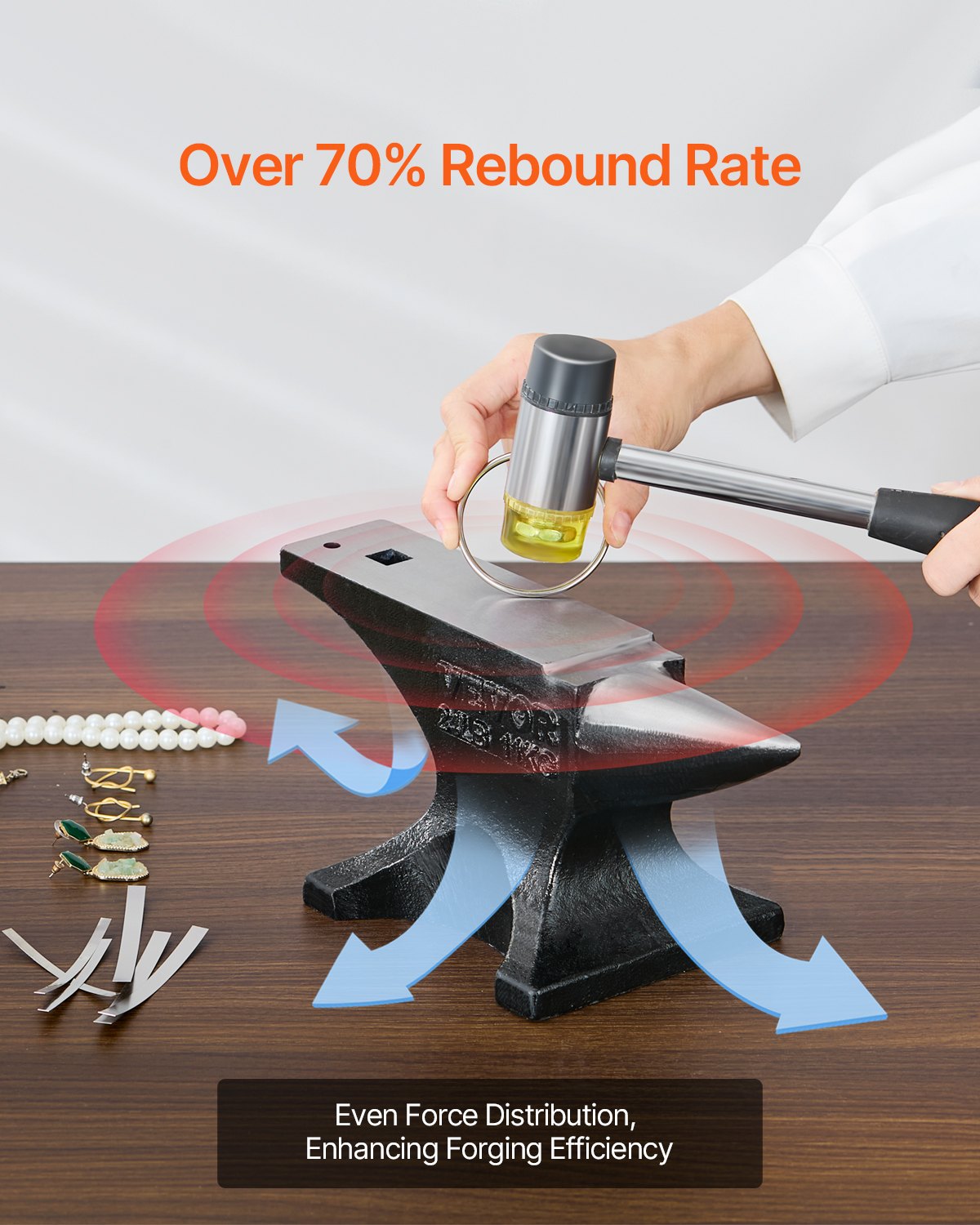 VEVOR Single Horn Anvil, 25lbs Cast Steel Anvil, High Hardness Rugged Round Horn Anvil with Stable Base,-$50