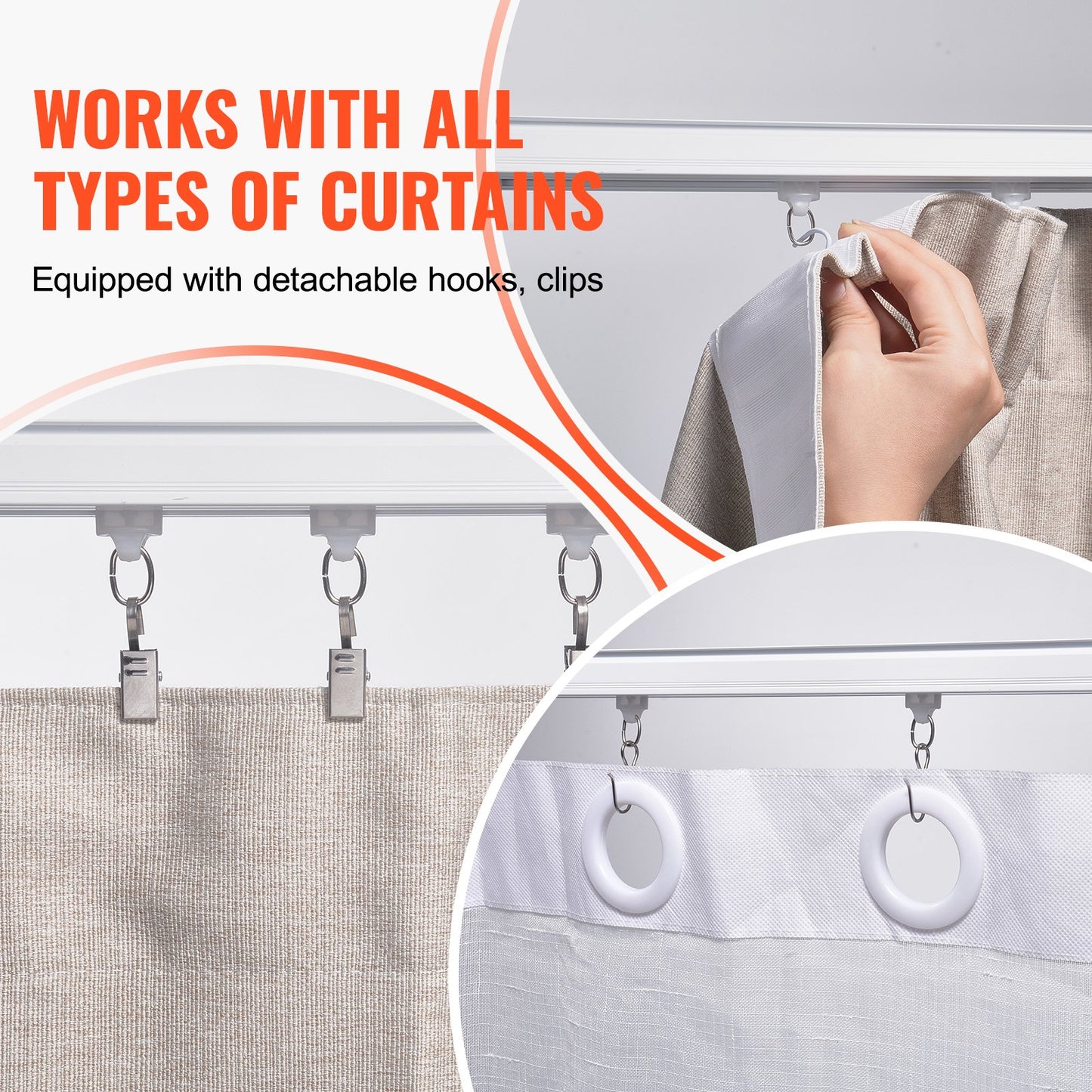 VEVOR Ceiling Curtain Track Set, 17.7 FT/5.4 Meter, Sliding Ceiling Track System for Curtains,-$35