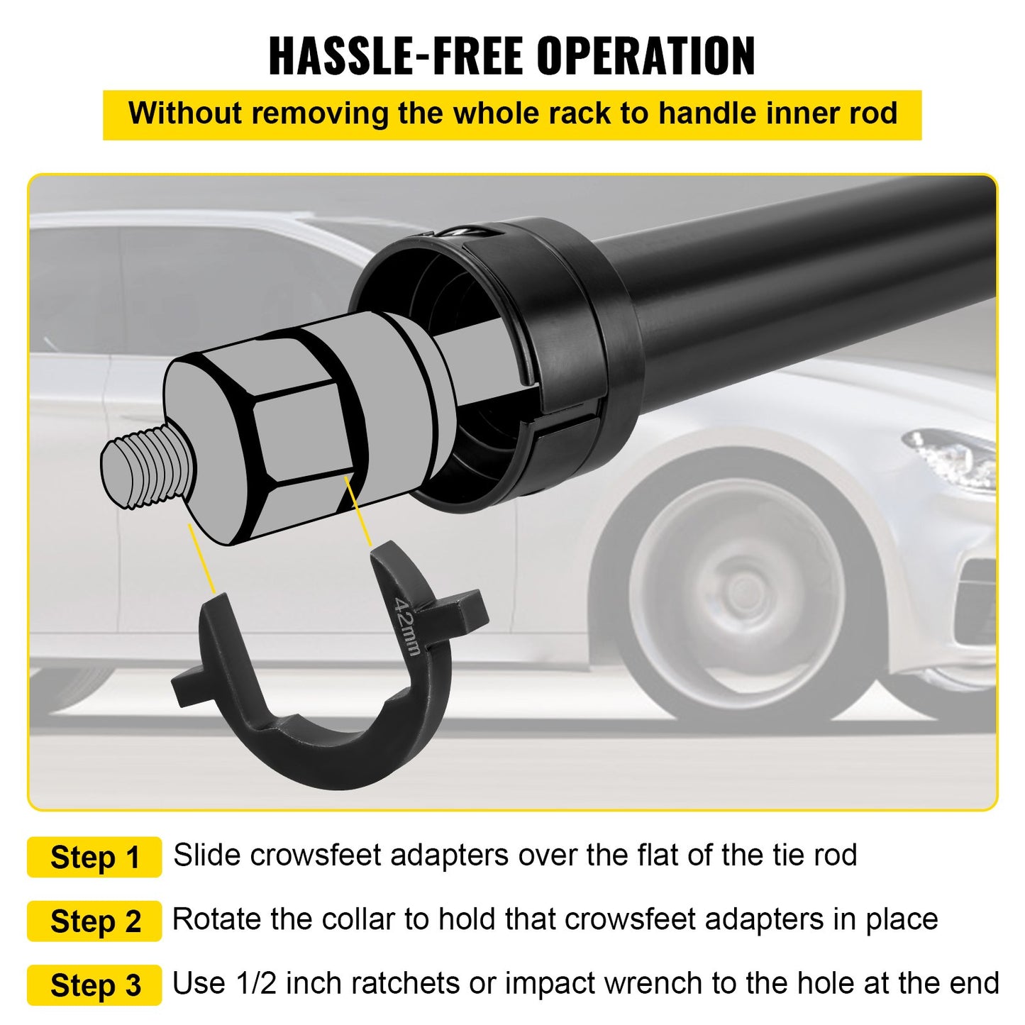 VEVOR Inner Tie Rod Installation Kit, Includes 13 Crowfoot Adapters, Durable 1/2 Inch Drive Tube,-$45