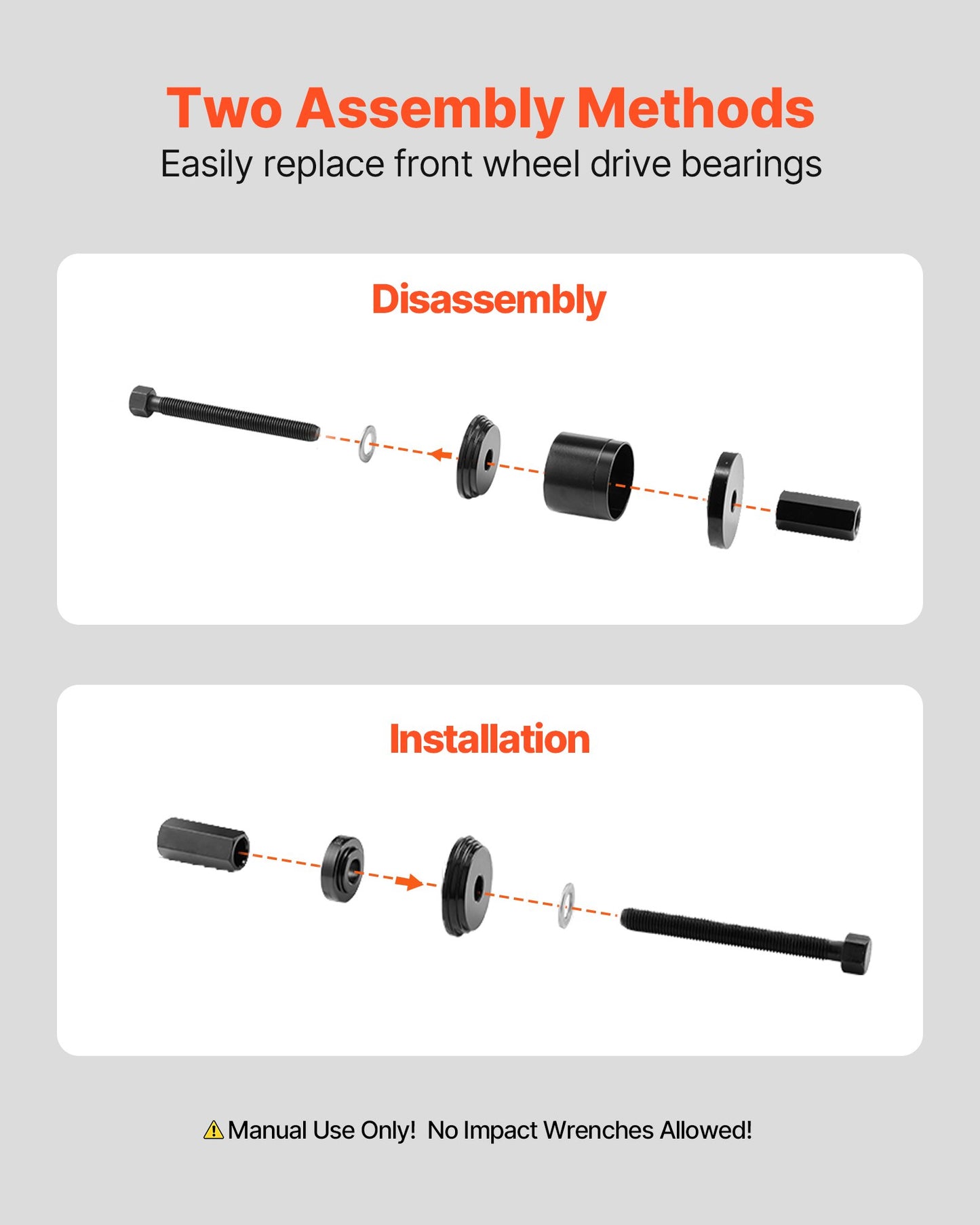 VEVOR Wheel Bearing Press Kit, 23 PCS FWD Bearing Puller Tools, for Front Wheel Drive Bearing,-$50