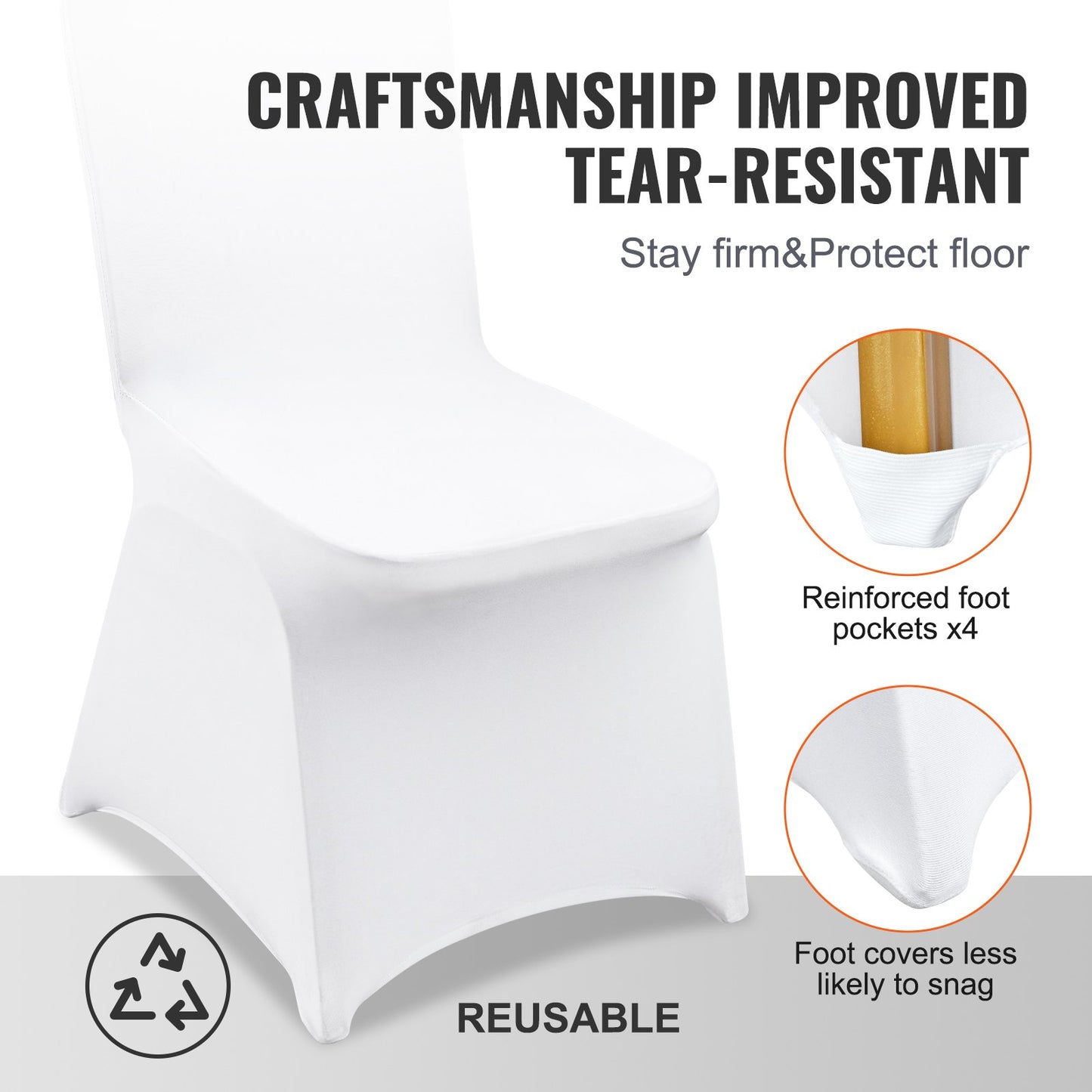 VEVOR Stretch Spandex Folding Chair Covers, Universal Fitted Chair Cover, Removable(30PCS White)-$45