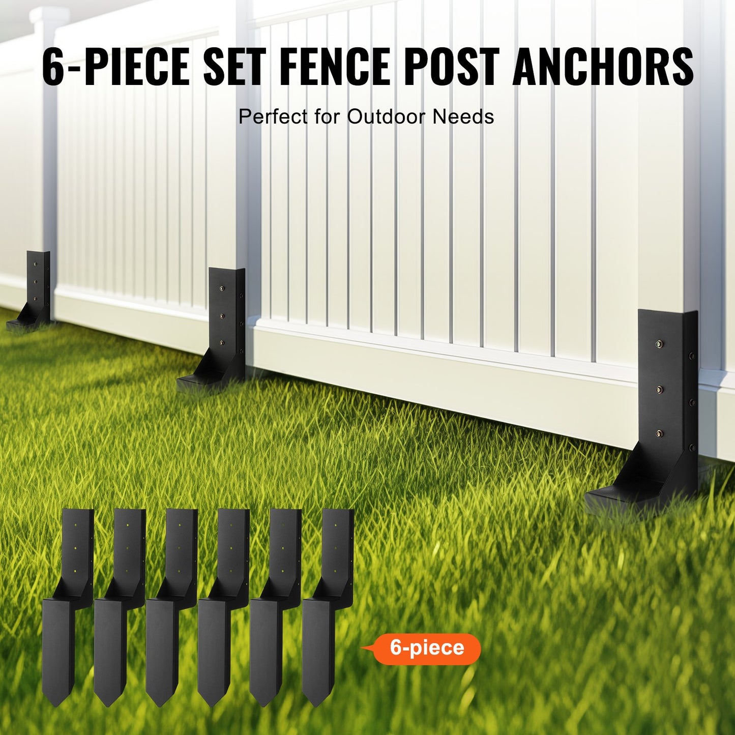 VEVOR Fence Post Anchor Repair Kit, 6 Pack Inner Diameter 3.5 x3.5 Inches Heavy Duty Steel Fence Post,-$55