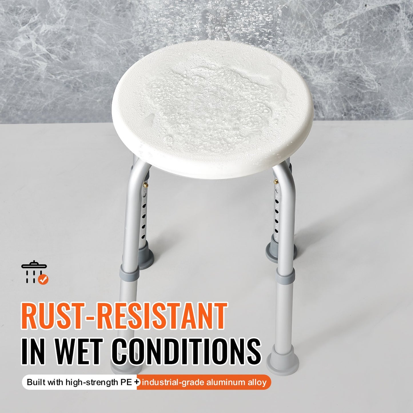 VEVOR Adjustable Height Shower Chair, Non-Slip Shower Bench Seat, 300 lbs Capacity,-$25