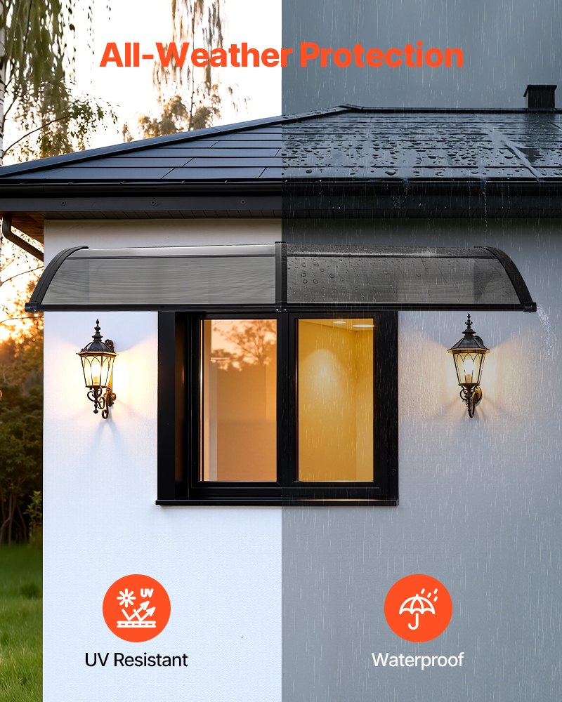 VEVOR Awnings for Door Entrance, 38 x 78 in, Exterior Front Door Window Awnings with Drainage,-$60