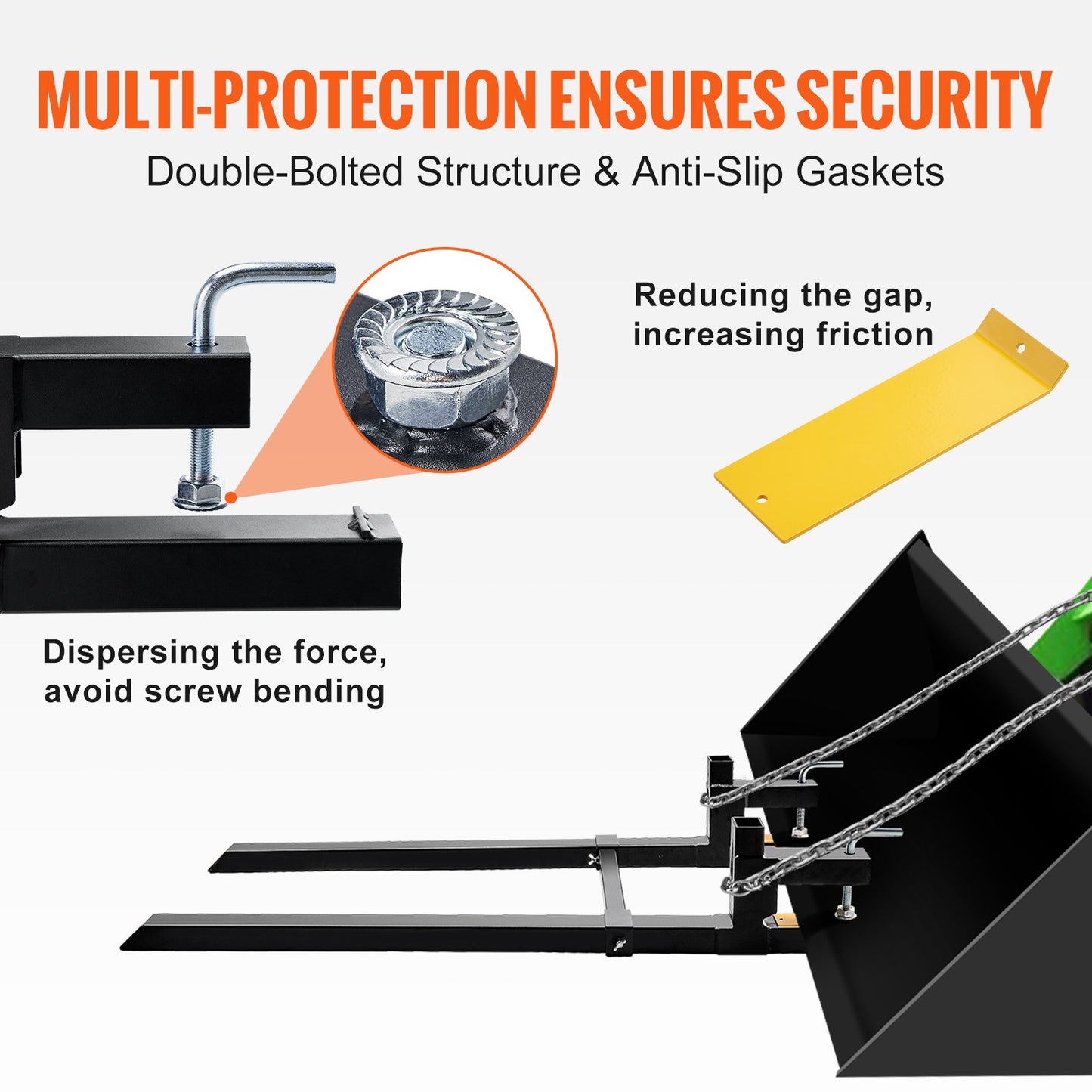 VEVOR Pallet Forks, 2000 lbs Tractor Bucket Forks, 60" Total Length Clamp on Pallet Forks,-$90