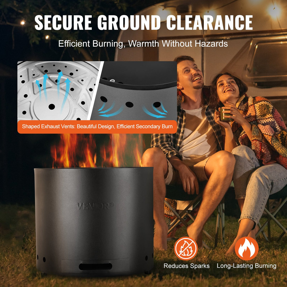 VEVOR Smokeless Fire Pit Stove Bonfire,Wood Burning Fireplaces W/Removable Ash Pan,SUS430 Stainless Steel inner Portable Outdoor Firepit,for Outdoor Patio Camping