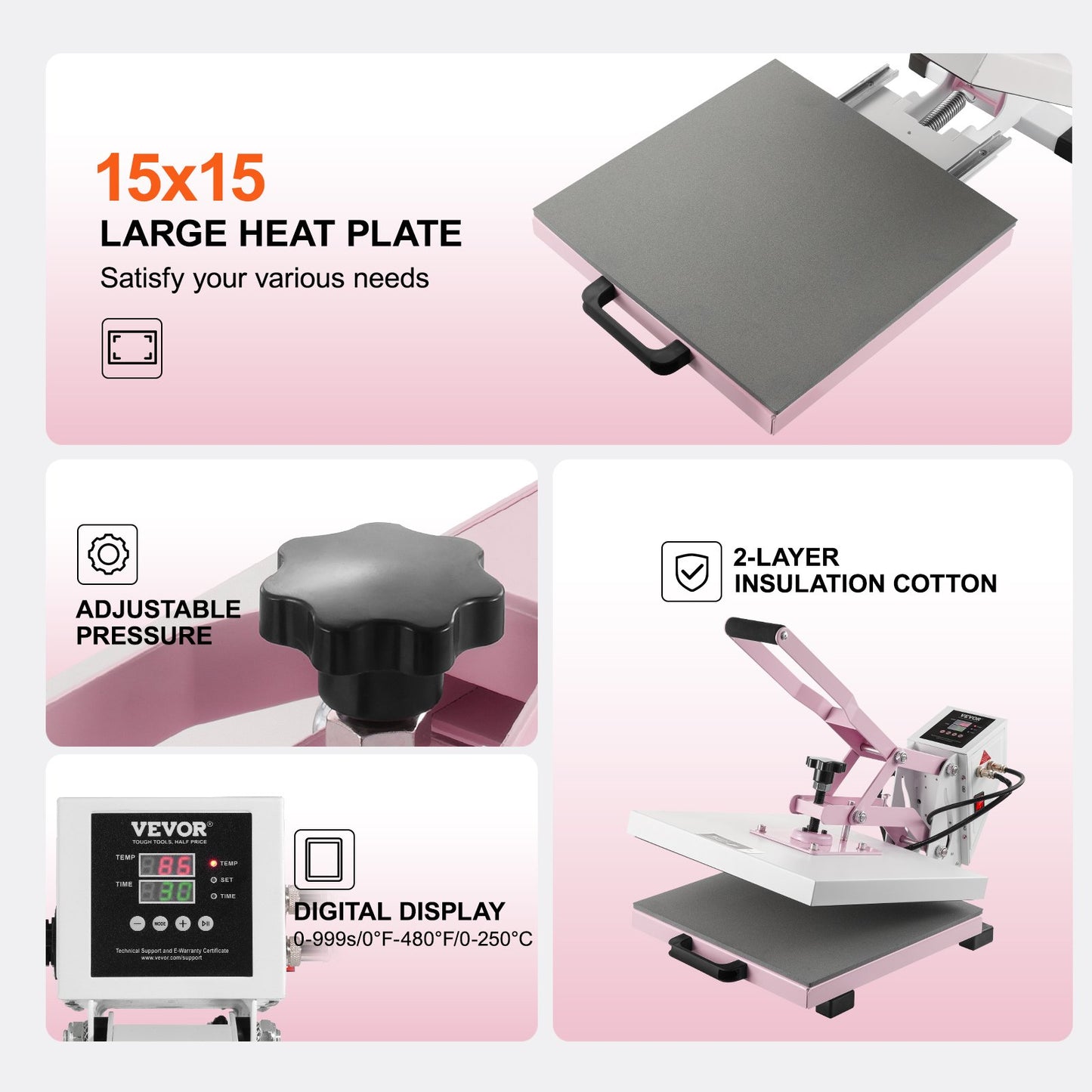 VEVOR Heat Press, 15 x 15 inch Digital Heat Press Machine, Slide Out Heat Transfer Machine,-$145