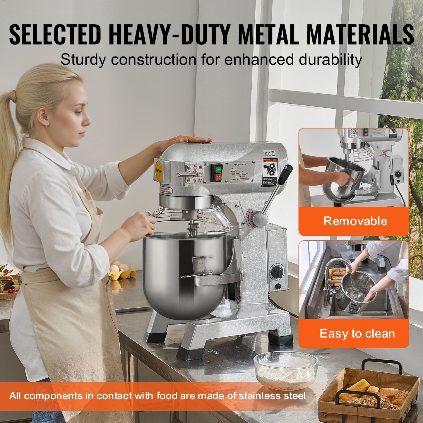 VEVOR Commercial Food Mixer, 14L Commercial Stand Mixer with 3 Adjustable Speeds, 550W,-$550