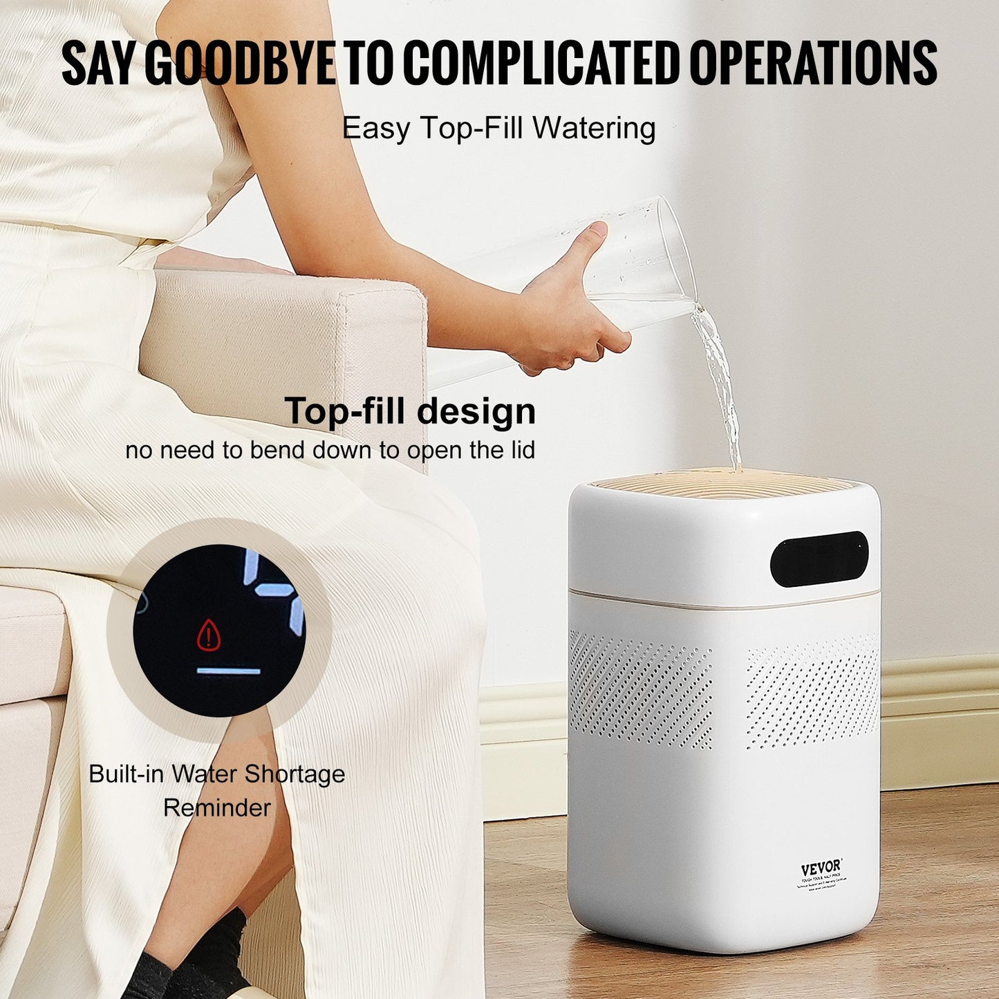 VEVOR Evaporative Humidifier for Whole House up to 215 sqft, 480 ml/h Smart Cool Moisture Humidifier,-$60