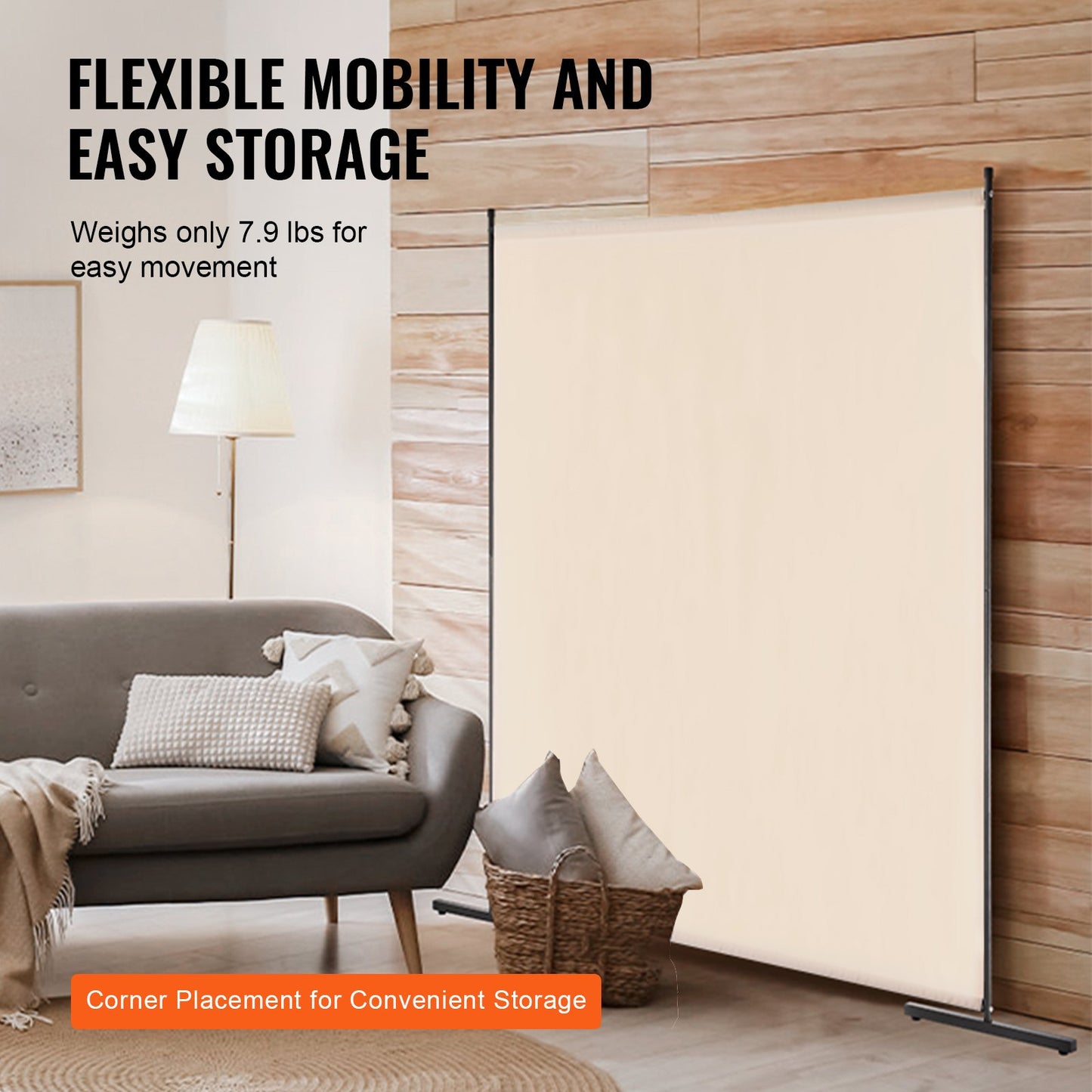 VEVOR Room Divider, Single Panel Room Divider, 6FT Privacy Screen Indoor, Partition Divider,-$30