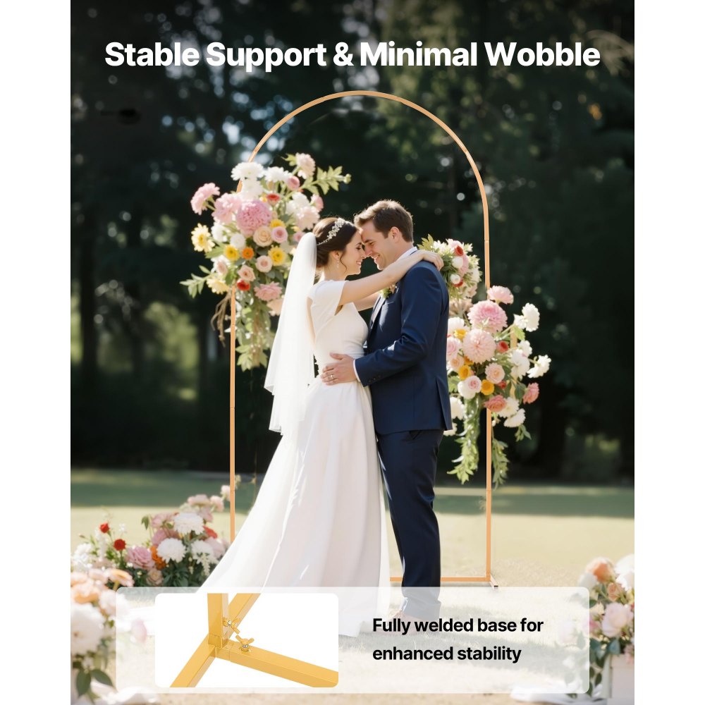 VEVOR Arch Backdrop Stand, 7.2 x 4 ft, Stable Structure, Easy Assembly, 1 Set Gold Metal,-$20