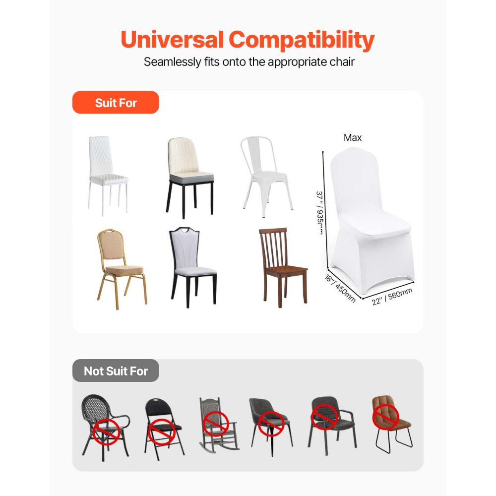 Open Box(95% New)VEVOR Stretch Spandex Folding Chair Covers, Universal Fitted Chair Cover(100PCS White),-$55