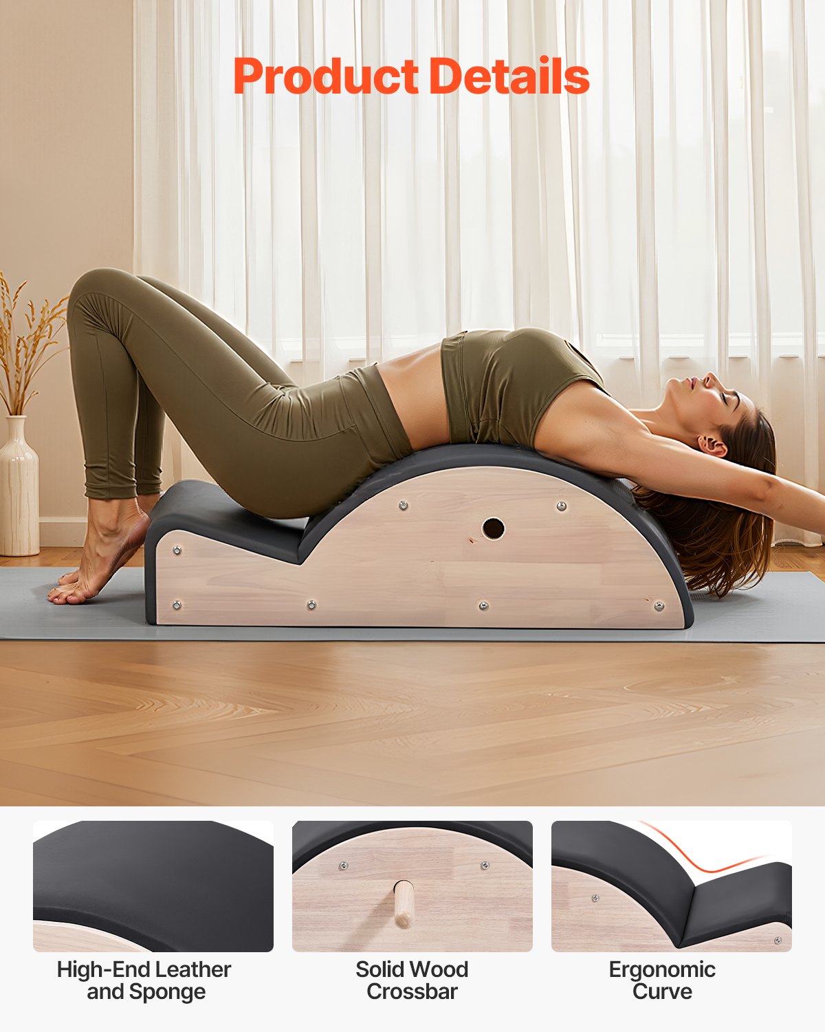 VEVOR Pilates Spine Corrector, Home Gym Yoga Pilates Accessory, Rubber Wood Fitness Training Tool,-$130