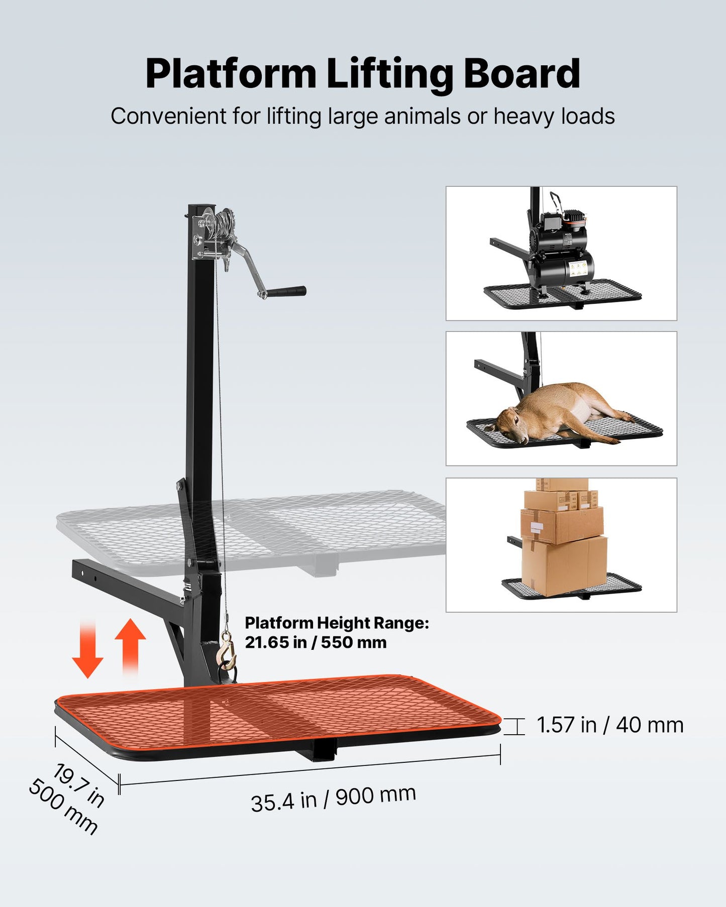 VEVOR Hitch Deer Hoist with Lifting System Platform, 300 lbs Load Capacity, Game Hoist Winch Lift,-$110