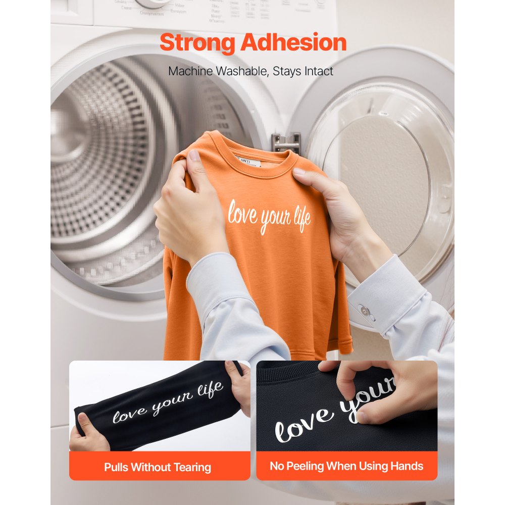 VEVOR Heat Transfer Vinyl, 12 in x 25 ft, Glossy White HTV Iron on Vinyl Roll,-$15