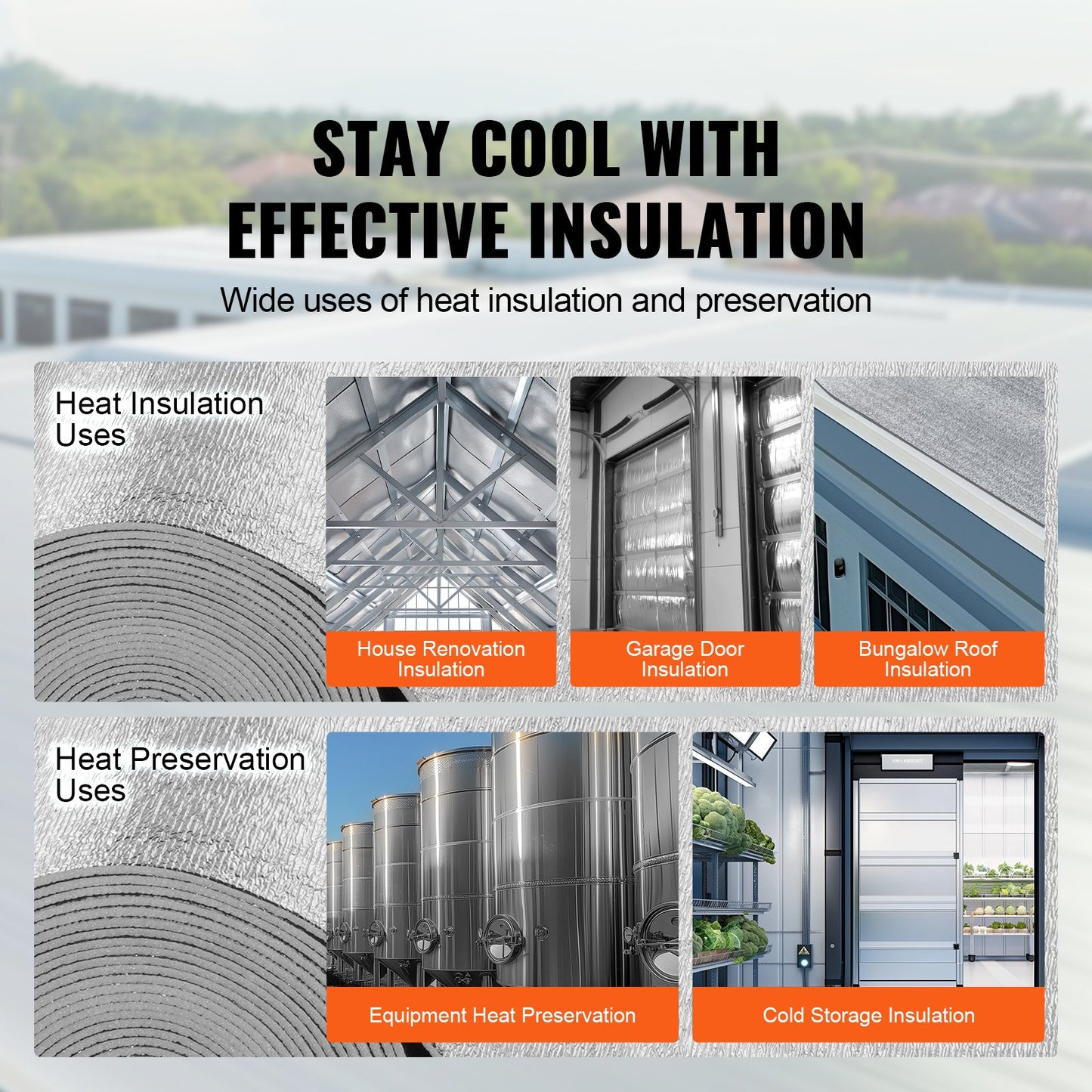 VEVOR Double Reflective Insulation Roll, Foam Core Radiant Barrier, 3.2 mm 48 in x 50 ft, -$60