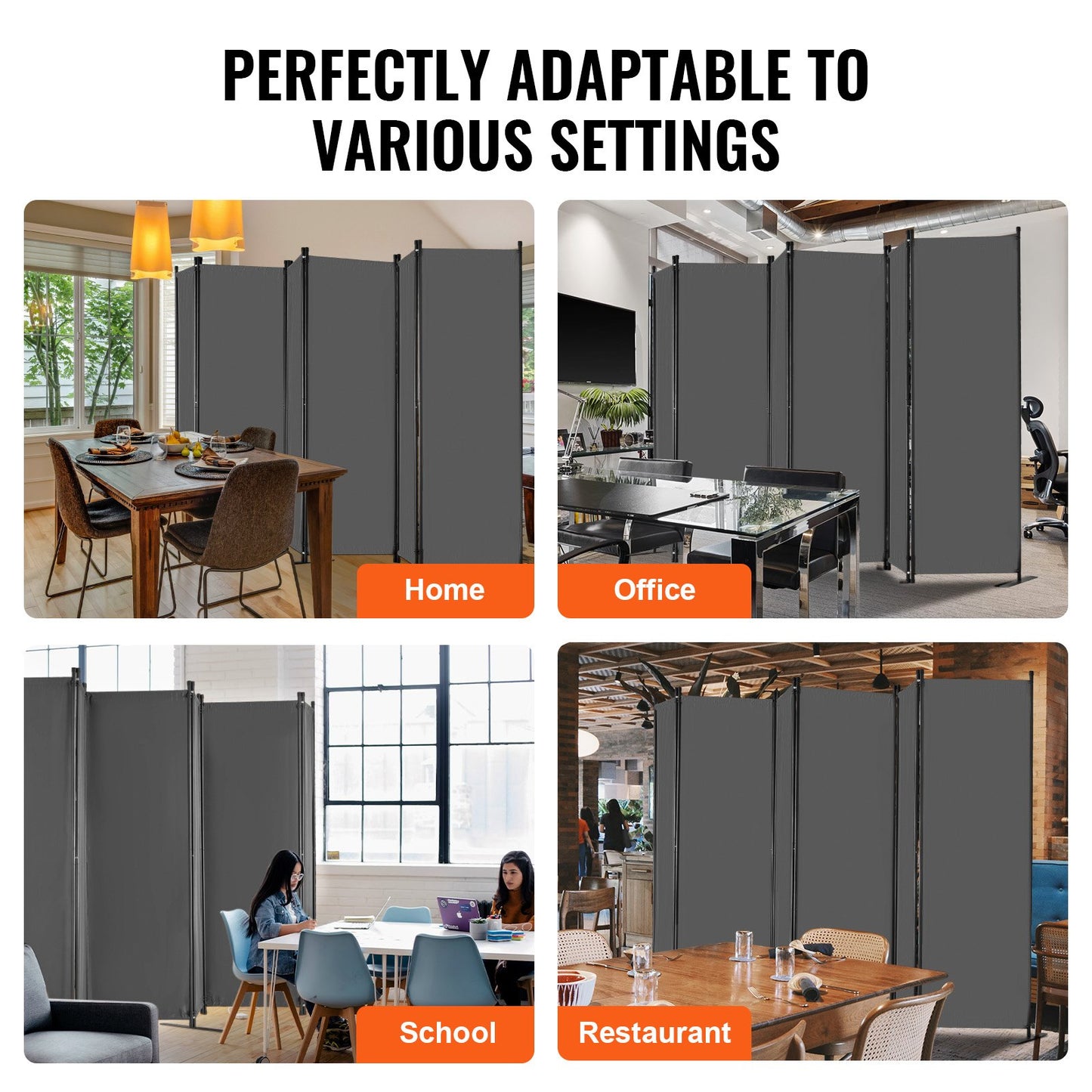 VEVOR Room Divider, 6 Panels Room Divider, Folding Privacy Screen and Portable,-$55