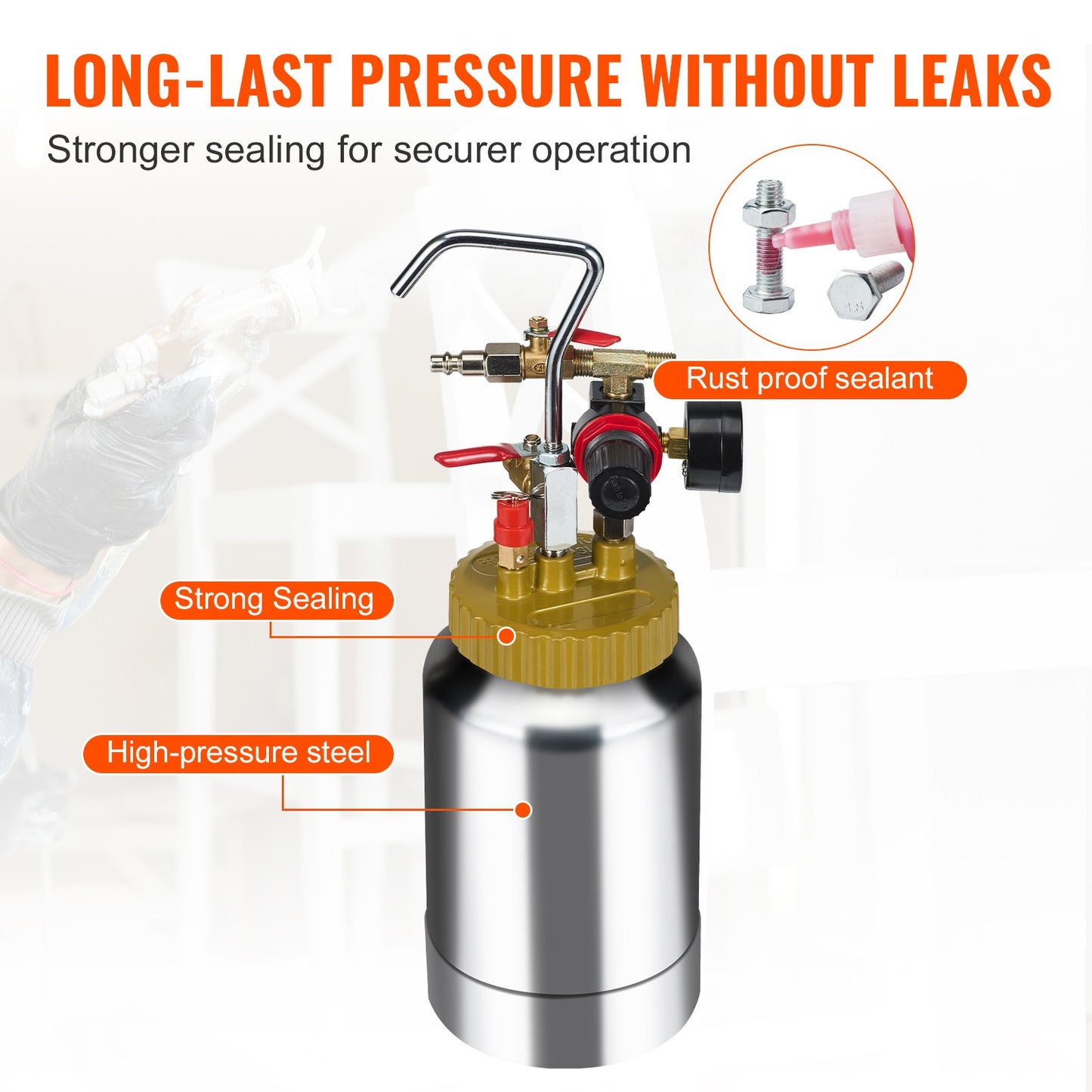 VEVOR 2L/0.5gal Spray Paint Pressure Pot Tank, Lightweight Air Paint Pressure Pot, 1.8mm Nozzle,-$40