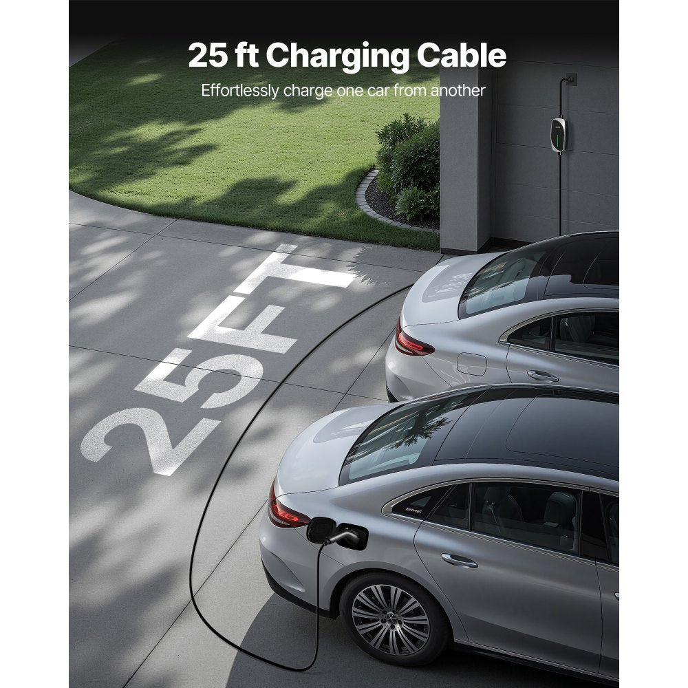 VEVOR Level 1&2 EV Charger, 16 Amp, Electric Vehicle Portable Charger with 25 ft Charging Cable,-$95