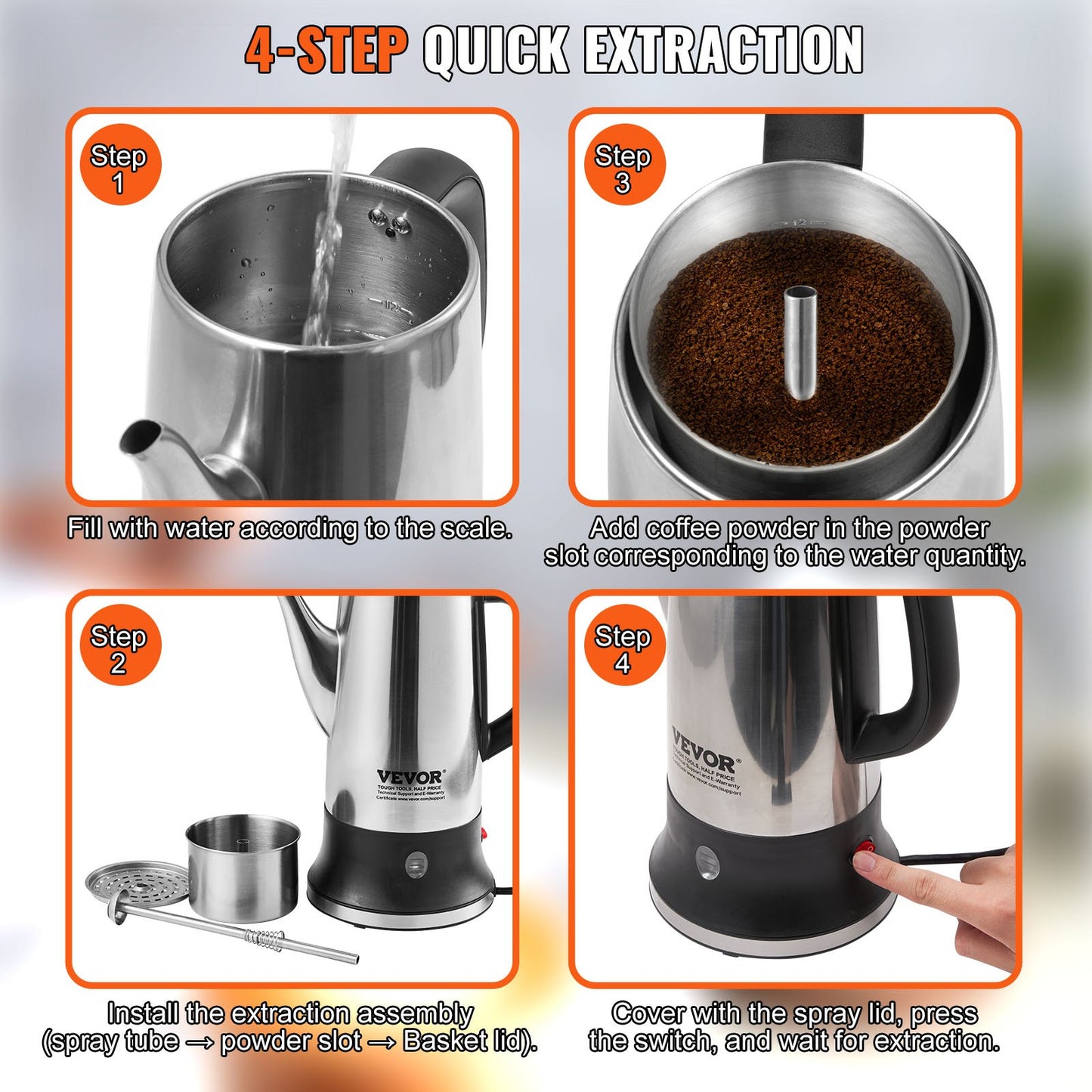VEVOR 12-Cup Electric Percolator Coffee Pot, 304 Stainless Steel Coffee Percolator with Keep Warm,-$45