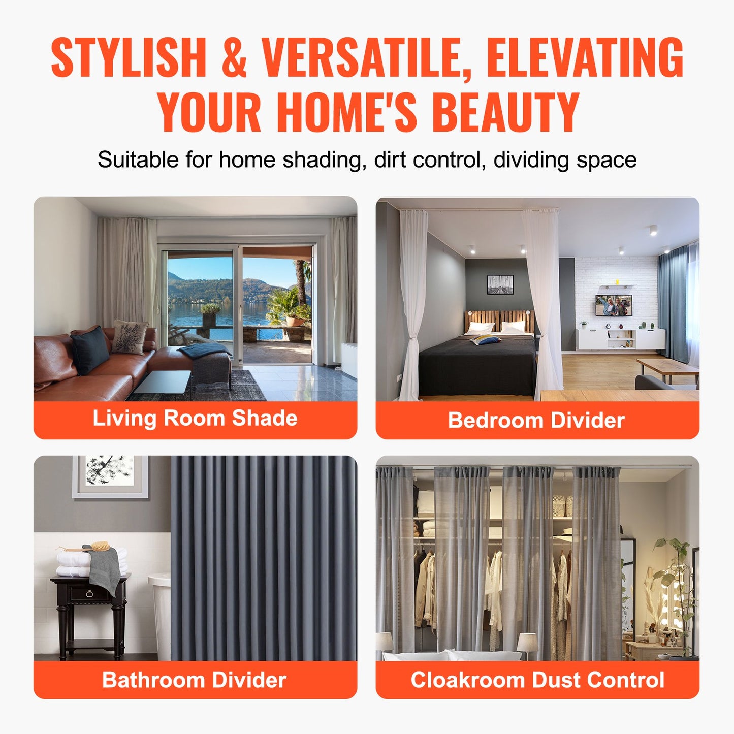 VEVOR Ceiling Curtain Track Set, 17.7 FT/5.4 Meter, Sliding Ceiling Track System for Curtains,-$35