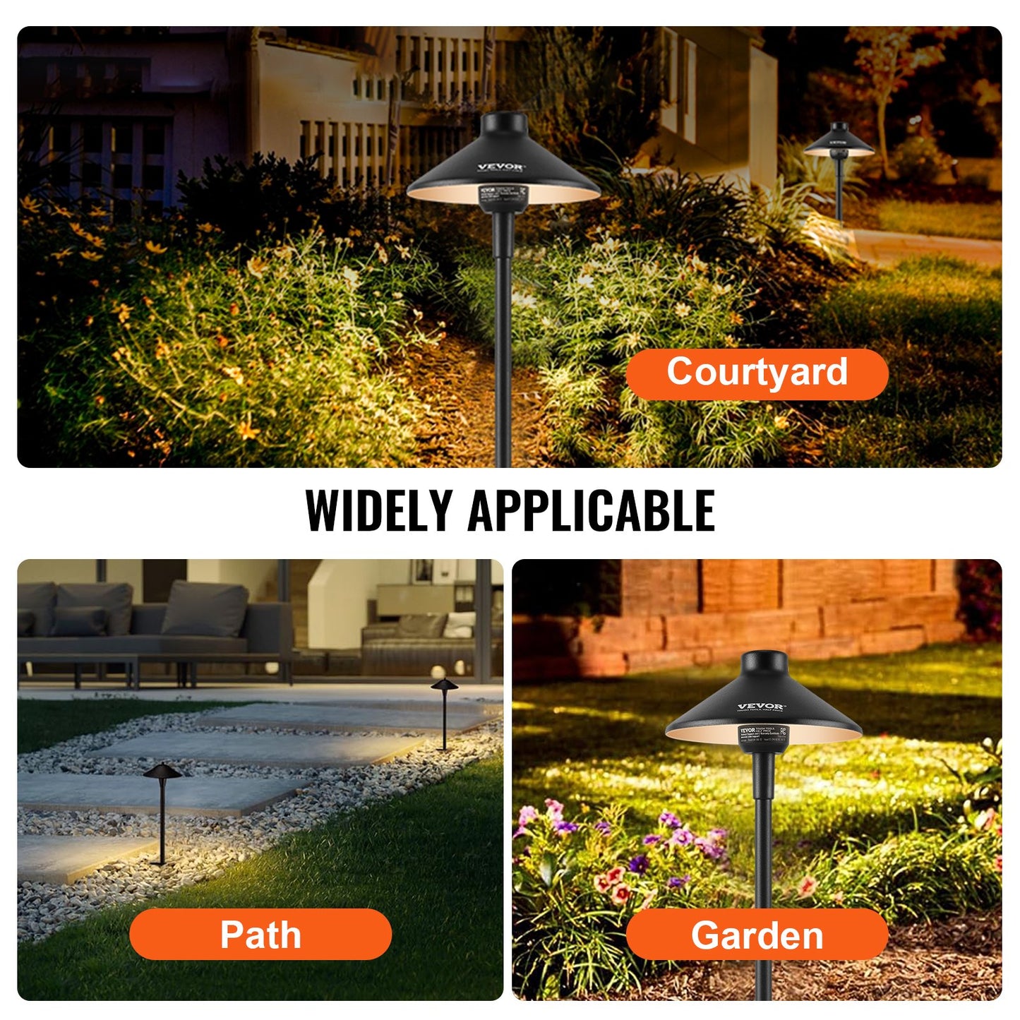VEVOR 12 Pack Low Voltage Landscape Path Lights, 3W 210LM 12V-24VAC/DC Outdoor LED,-$120