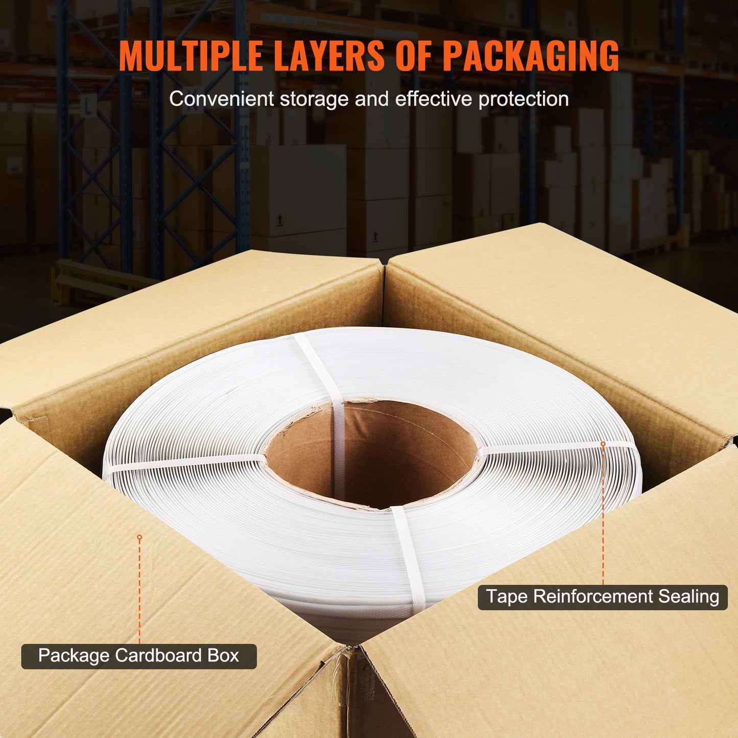 VEVOR Packaging Polypropylene (PP) Strapping Roll, 9900' Length x 1/2" Width x 0.03" Thickness,-$70